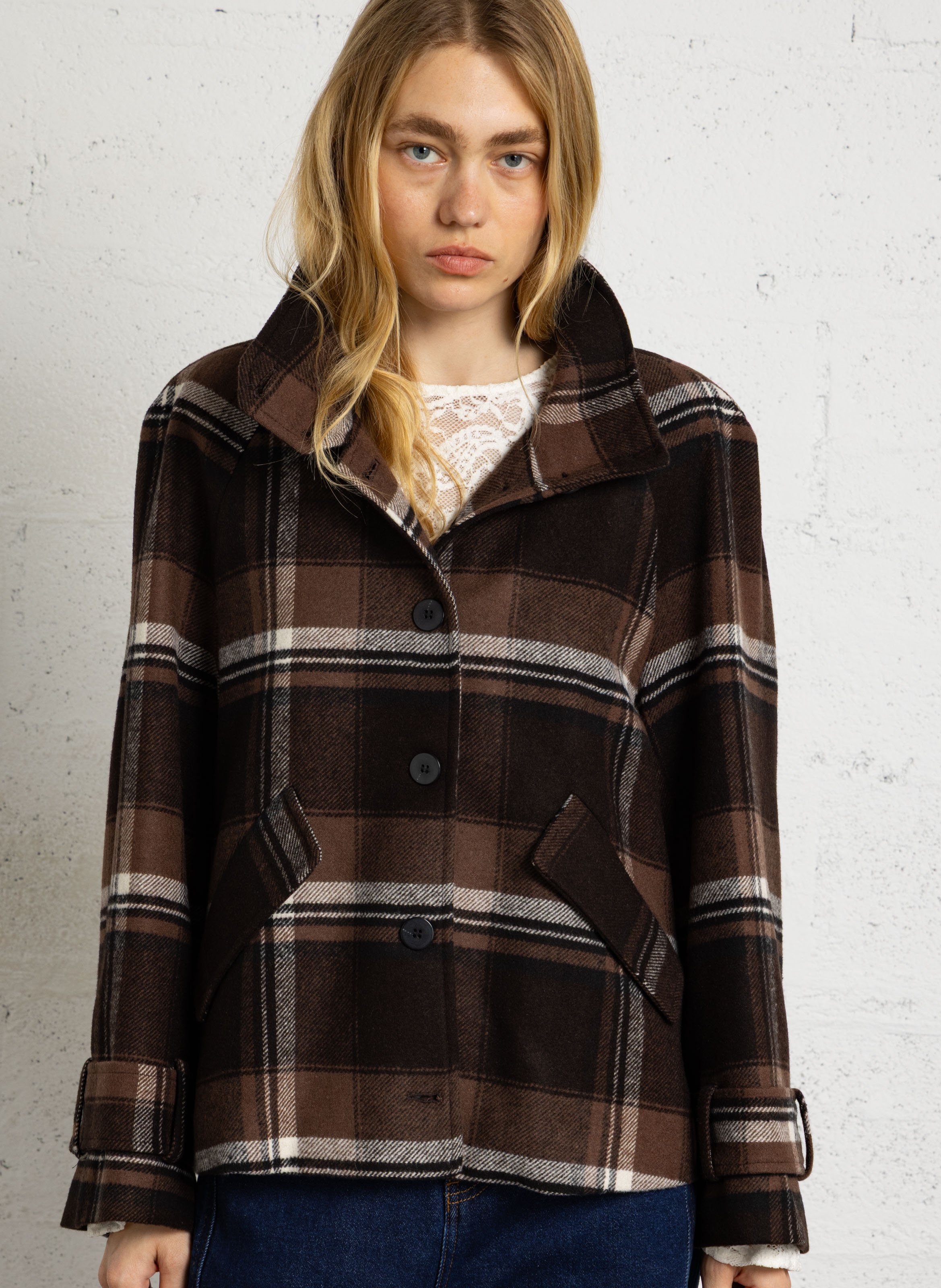 Manteau ample col montant PLEASE Noir