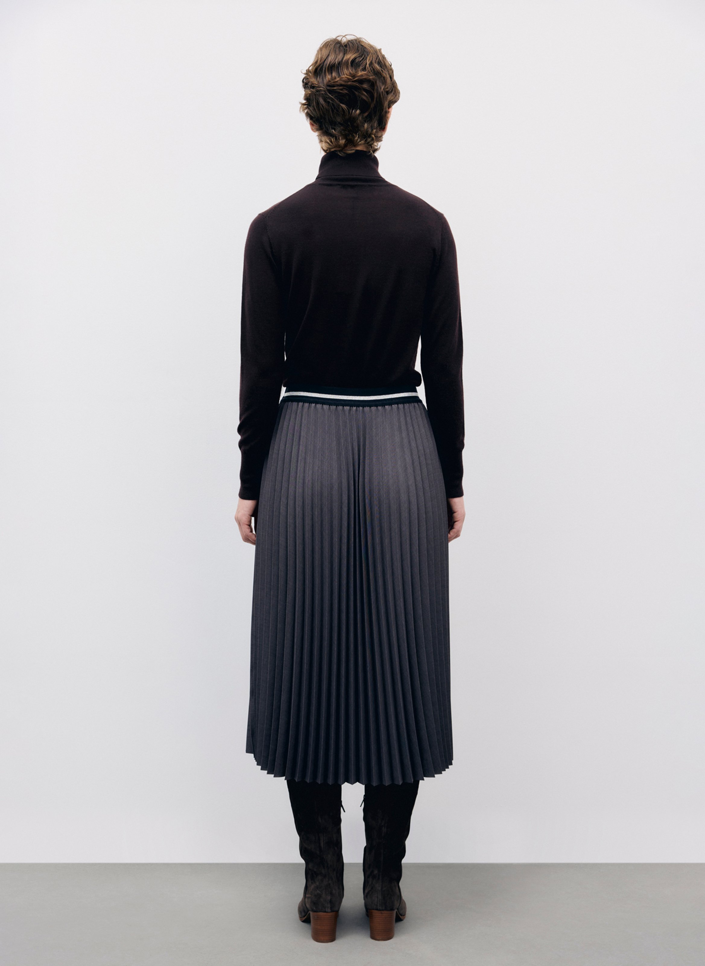 Jupe midi plissée GERARD DAREL Gris