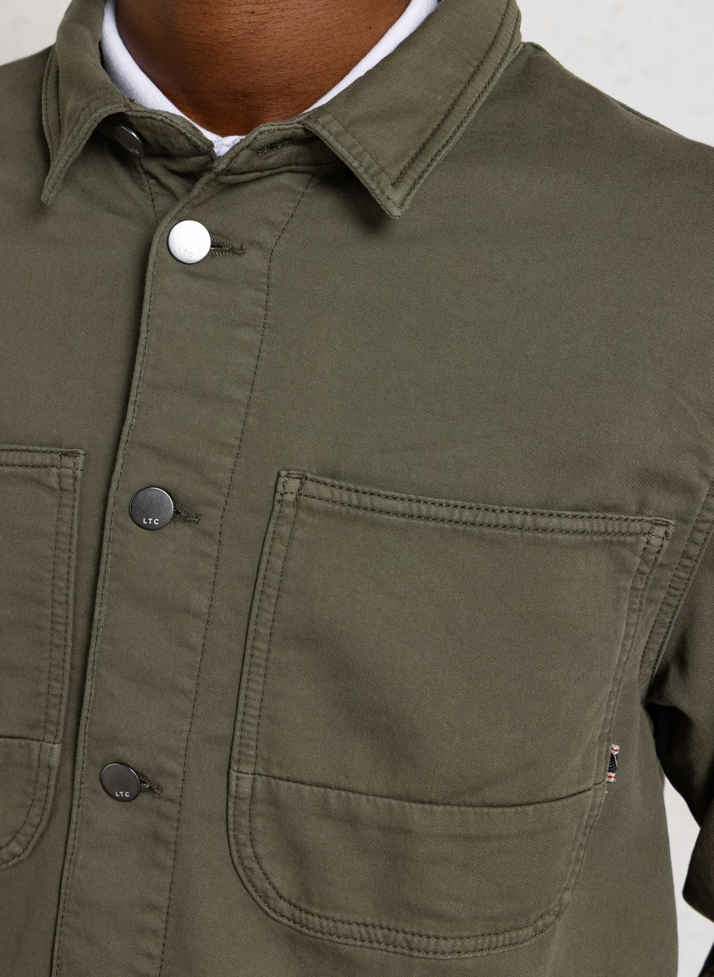 Veste col chemise en coton mélangé  LE TEMPS DES CERISES Vert