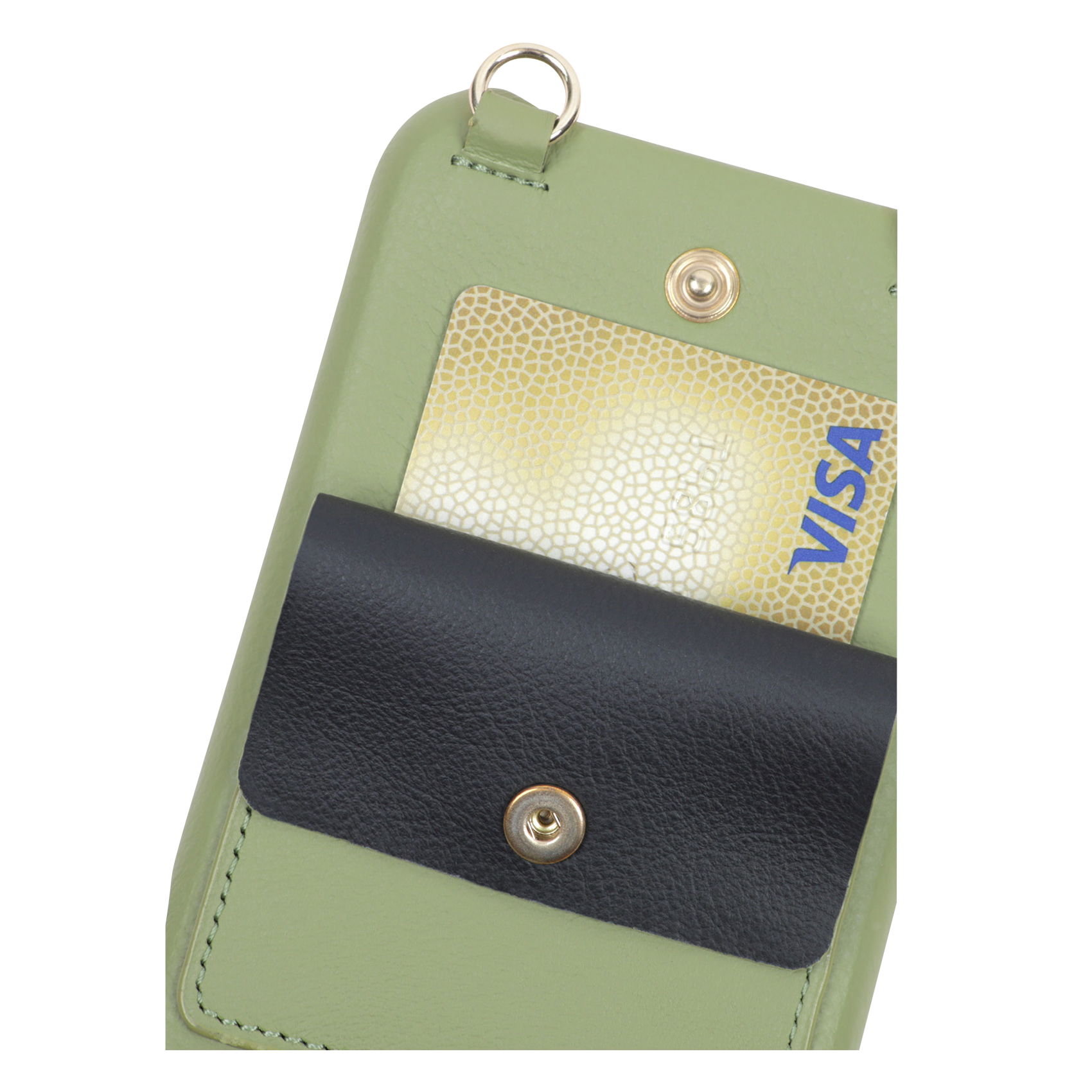 Etui pour iPhone avec pochette en cuir  LOUVINI PARIS Kaki