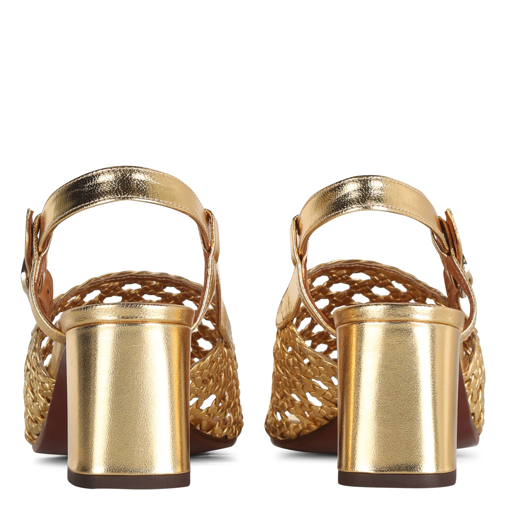 Glanzende, leren sandalen met hak CHIE MIHARA Goudkleurig