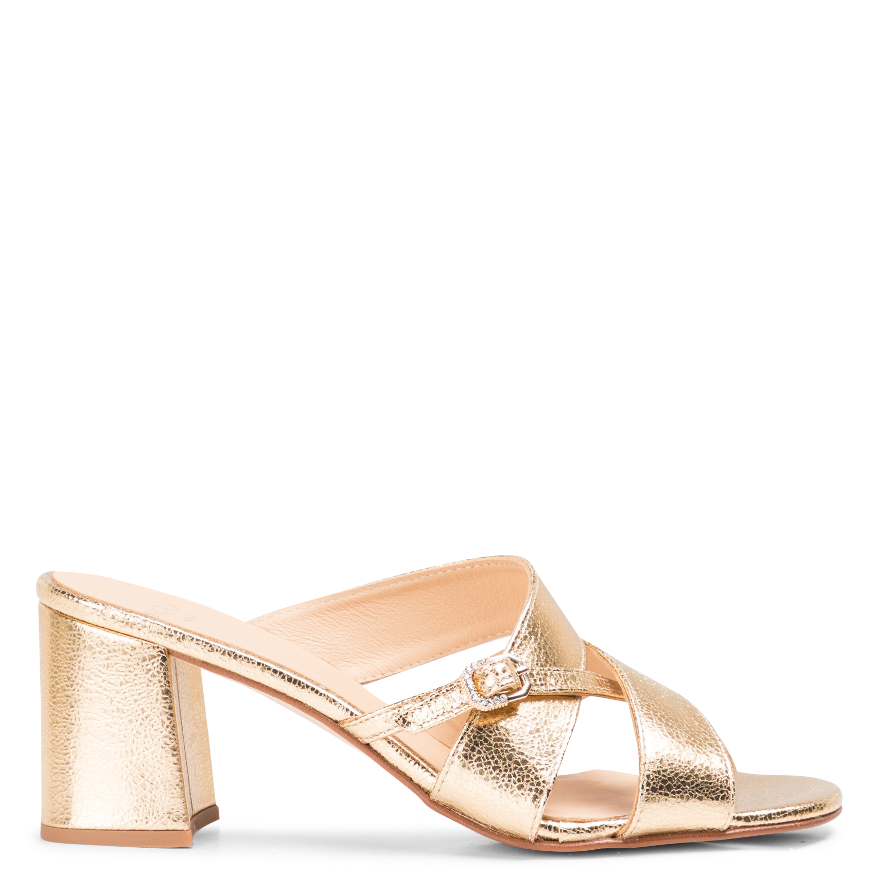 Heeled leather mules ANAKI Golden