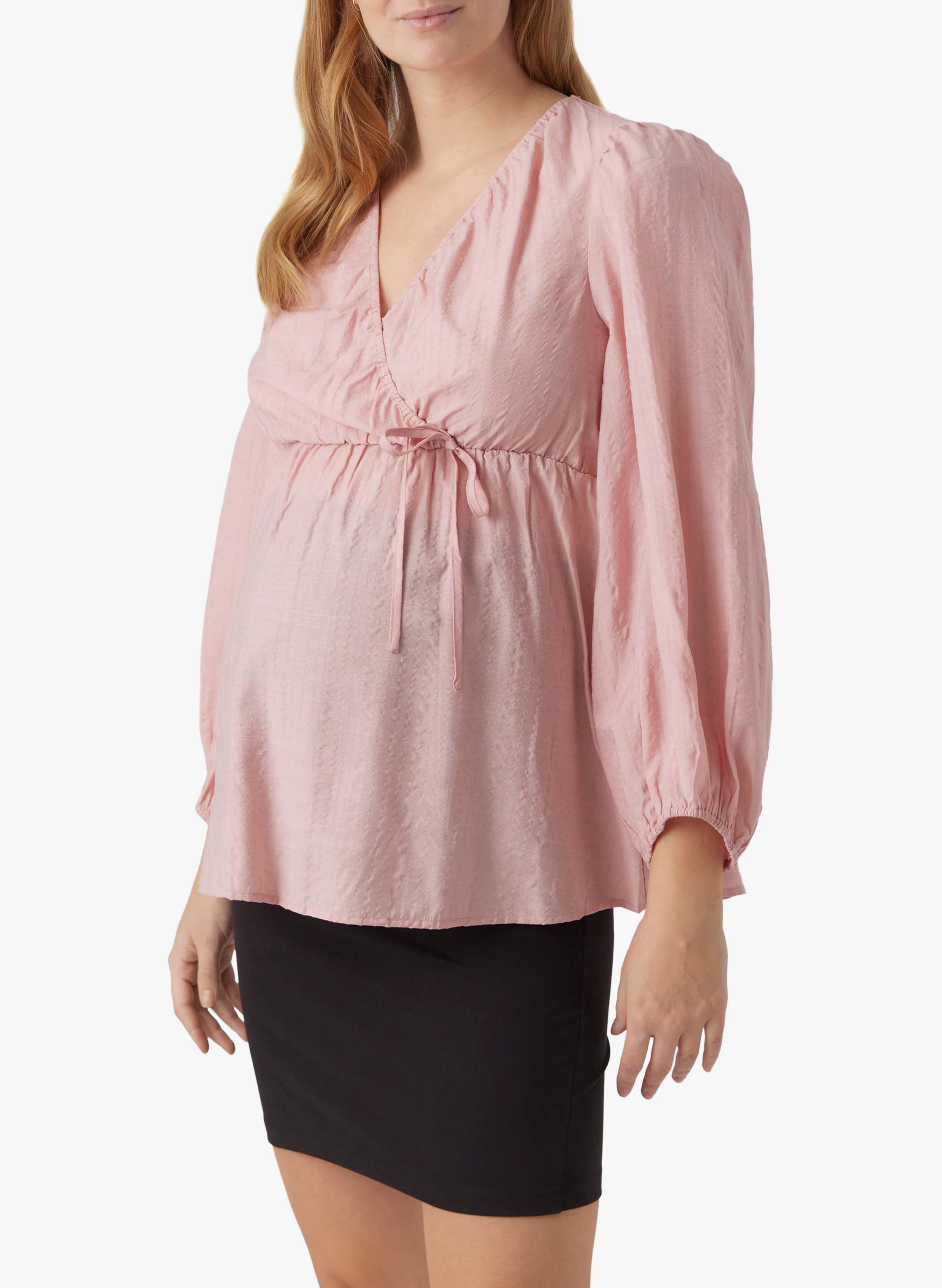 Tunique col V à manches ballons MAMALICIOUS Rose