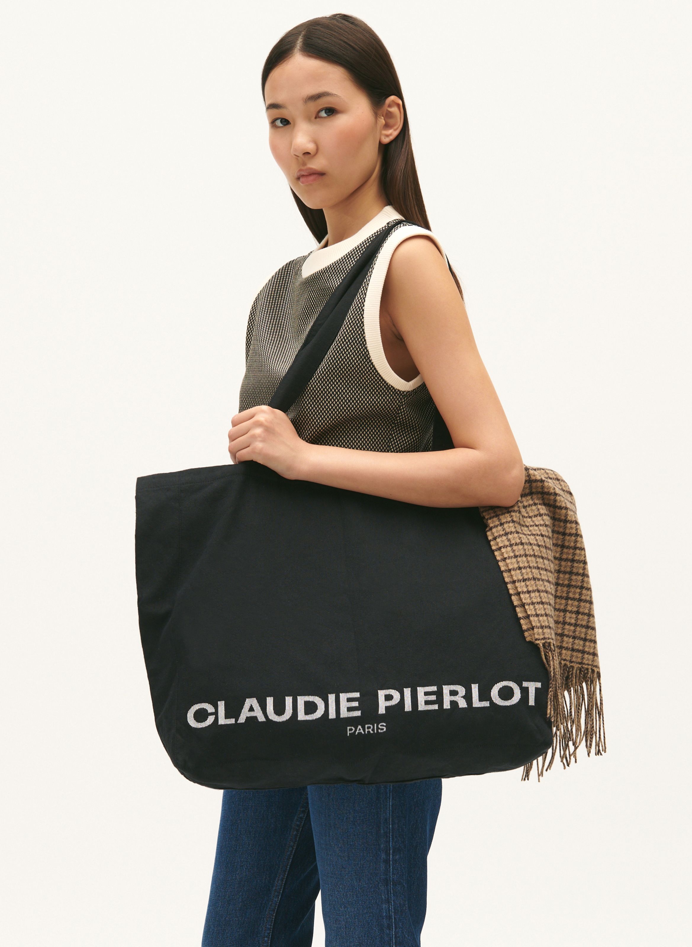 Sac Cabas En Coton Recycl Noir Claudie Pierlot Femme Place