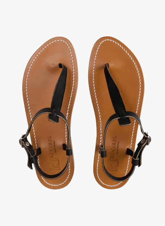 Sandales plates entre doigt en cuir Picon Noir K jacques Femme
