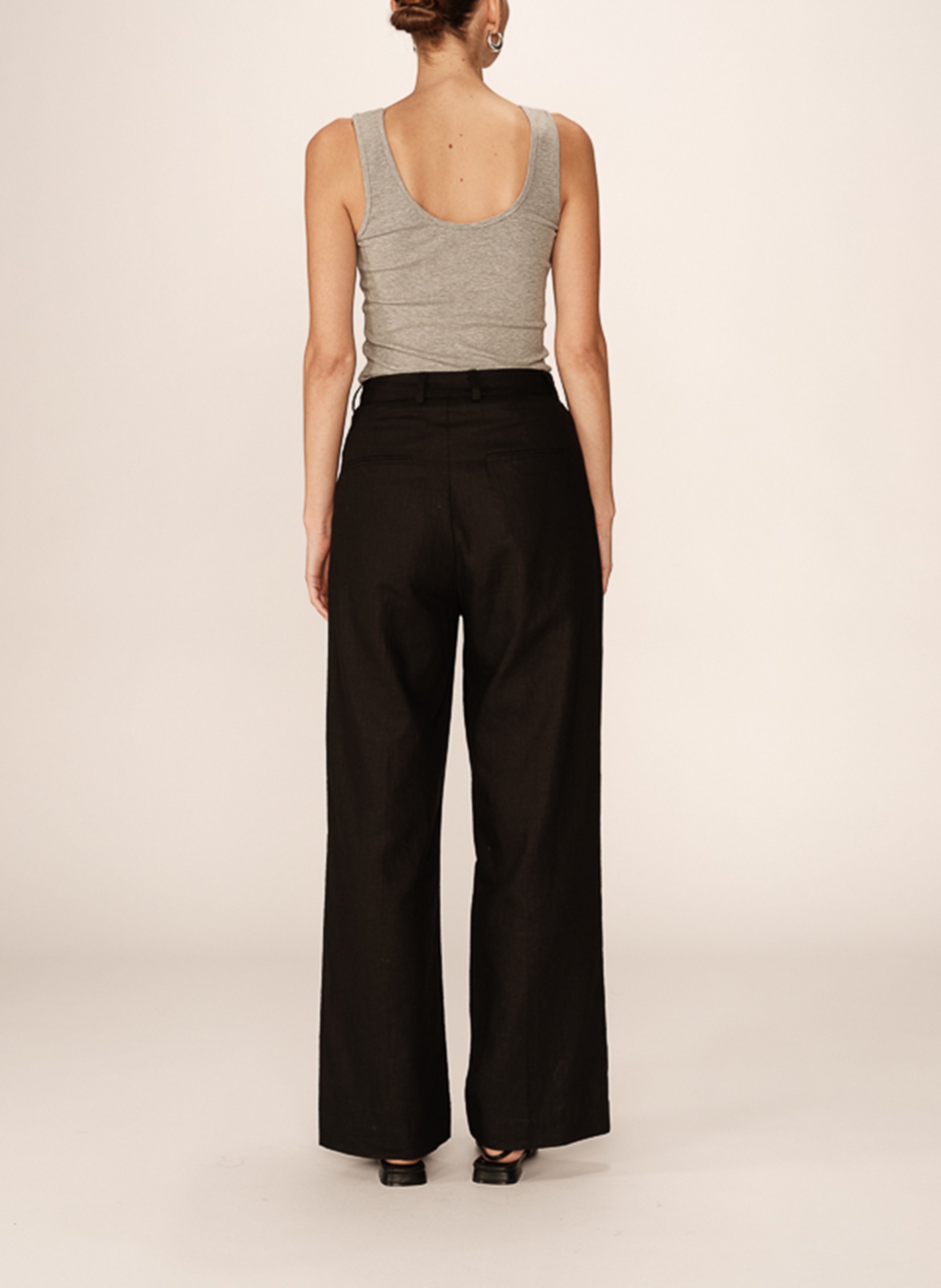 Wide-leg linen-blend pants GRACE ET MILA Black
