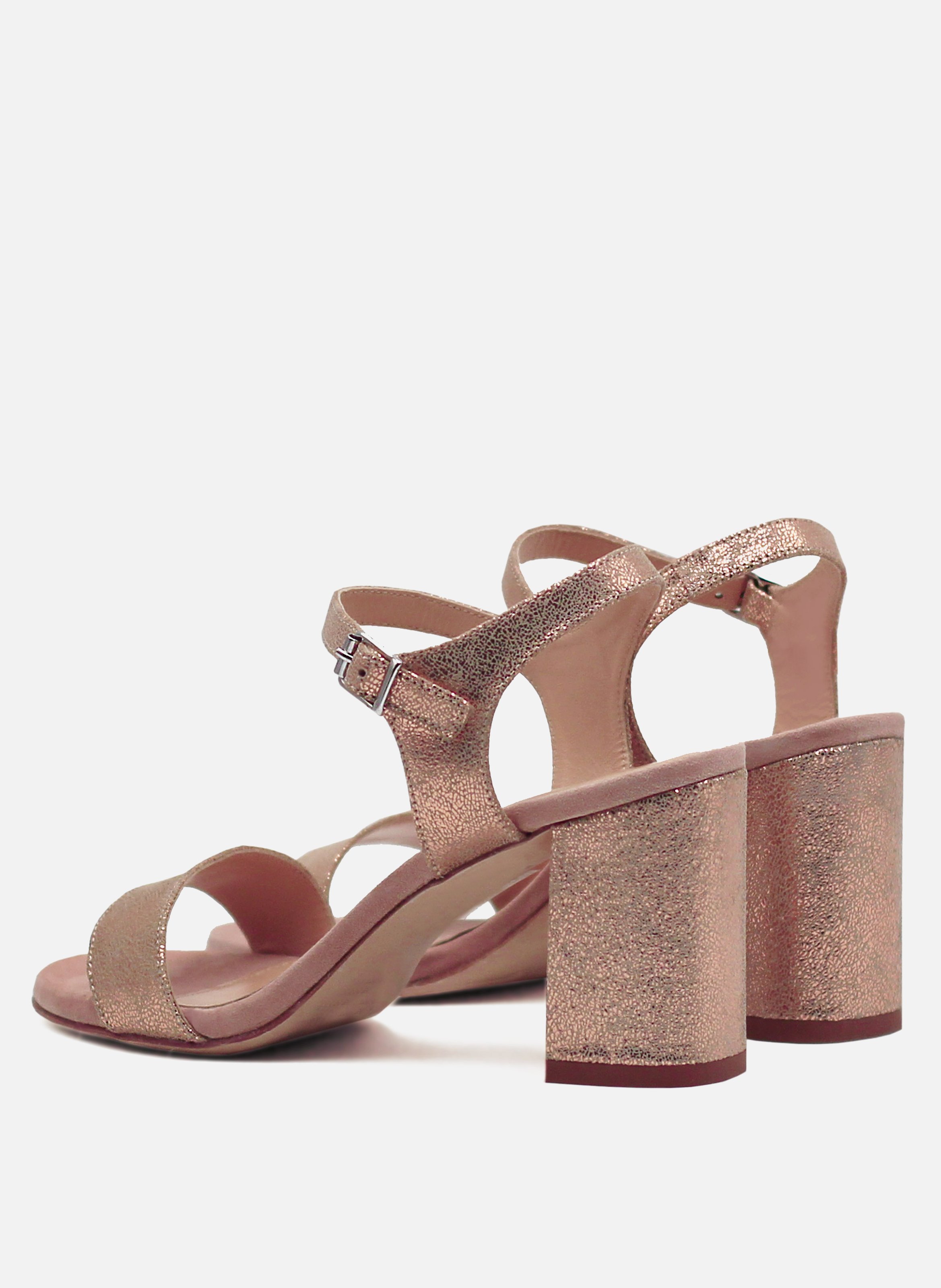 Heeled metallic leather sandals JULES & JENN Pink