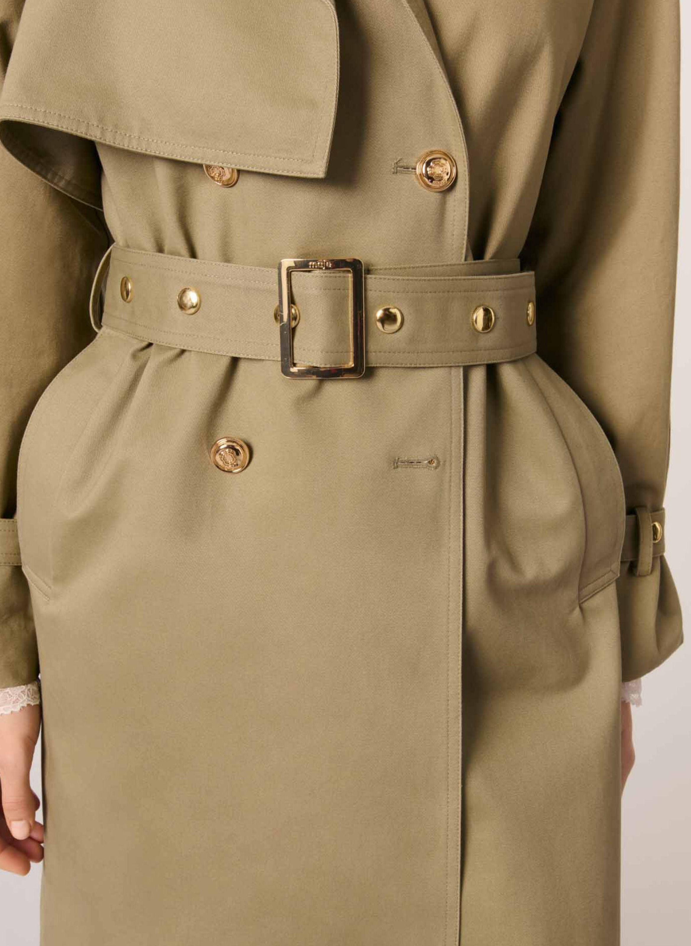 Trench cintrée en coton  MAJE Kaki