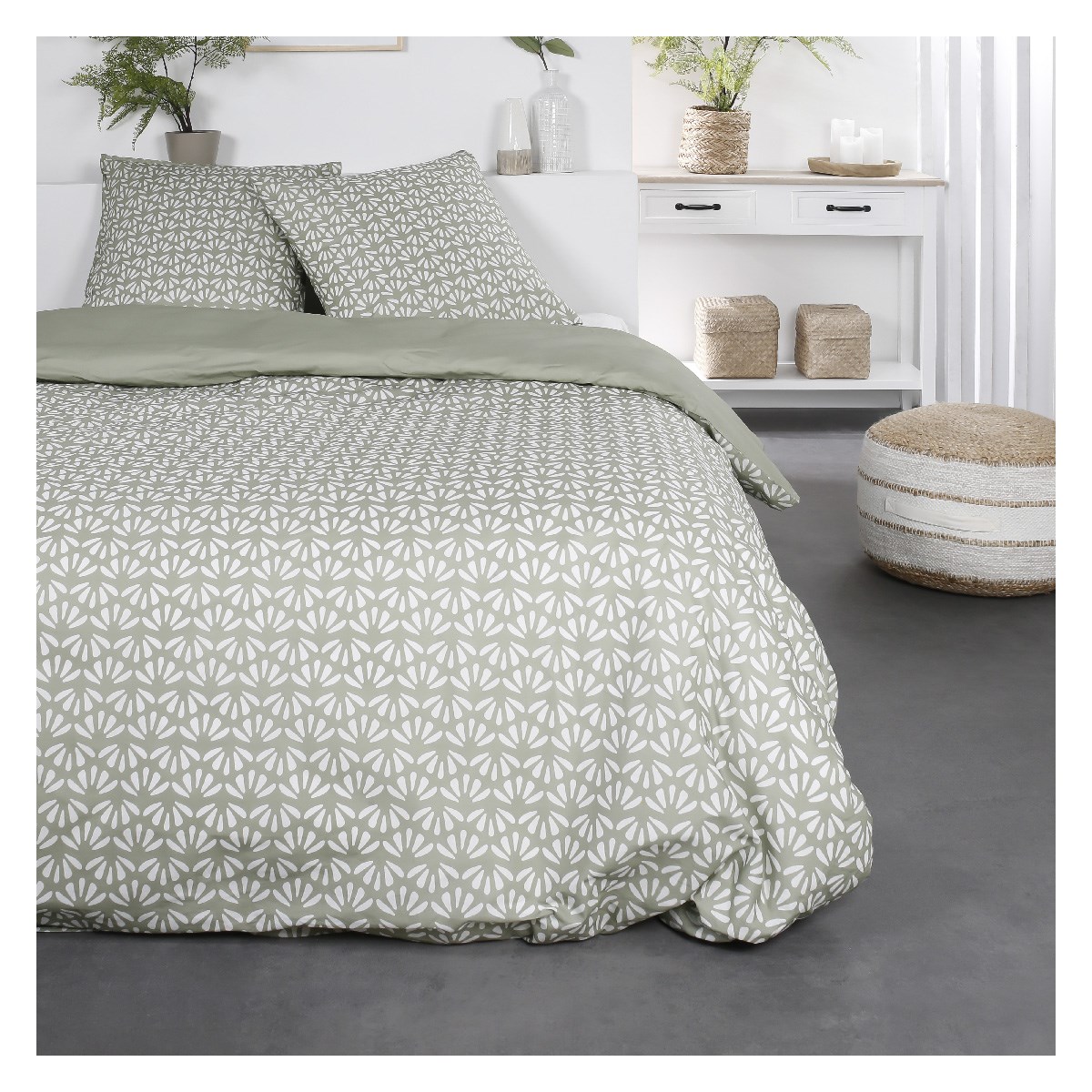 Printed cotton bedding set TODAY LINGE DE MAISON Green