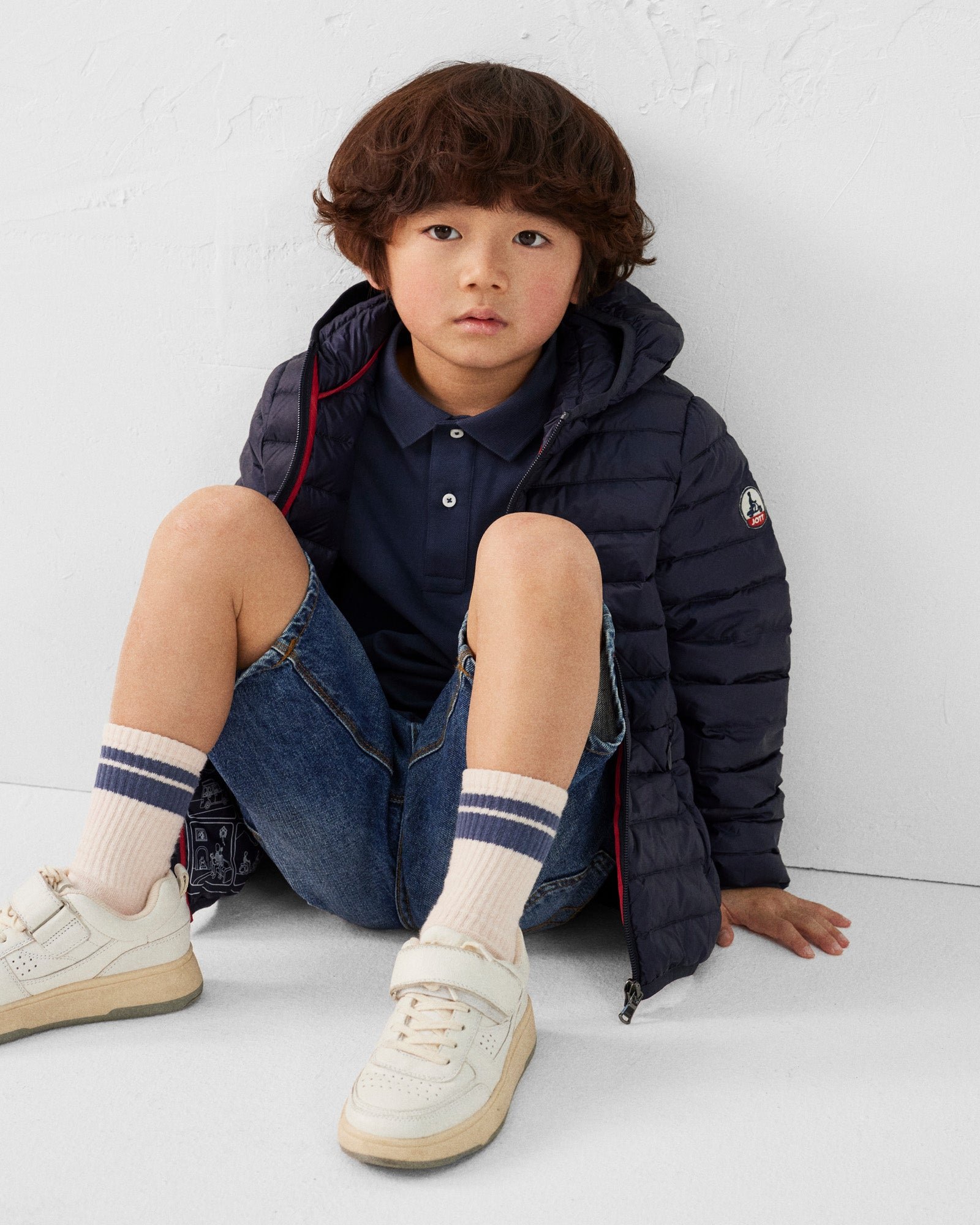 Hugo lightweight hooded child's puffer coat JOTT Blue