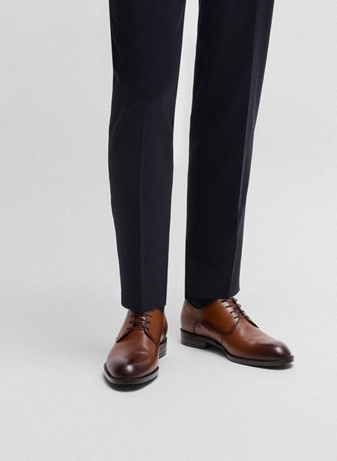 Chaussures de villes à lacets en cuir BOSS Marron