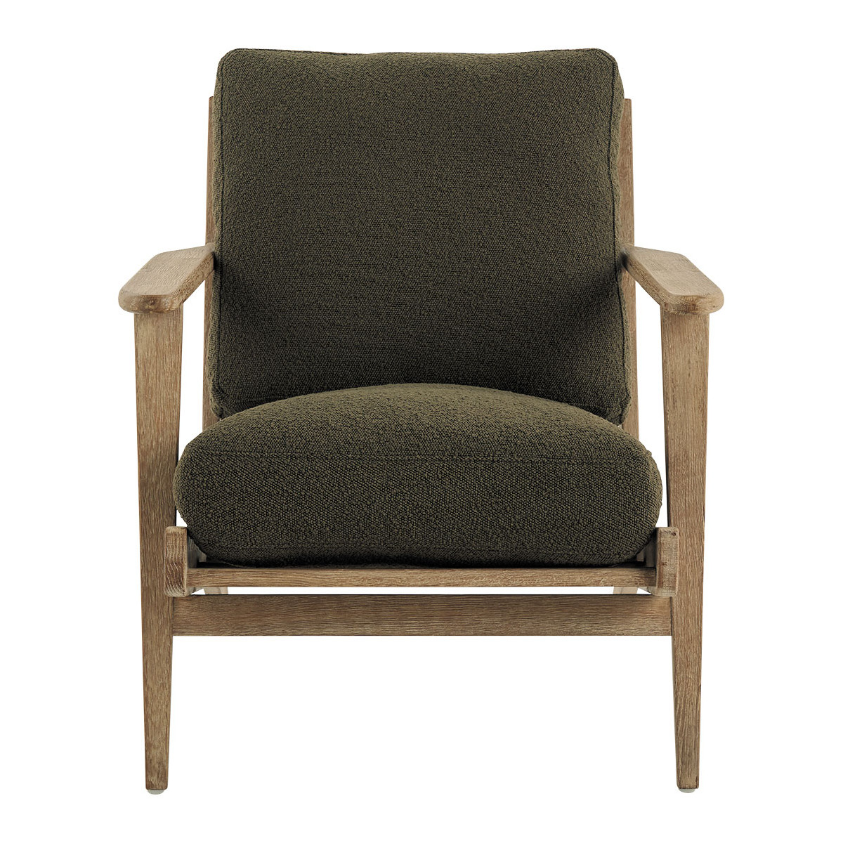 Fauteuil jules en bouclette - kaki BLANC D'IVOIRE Vert
