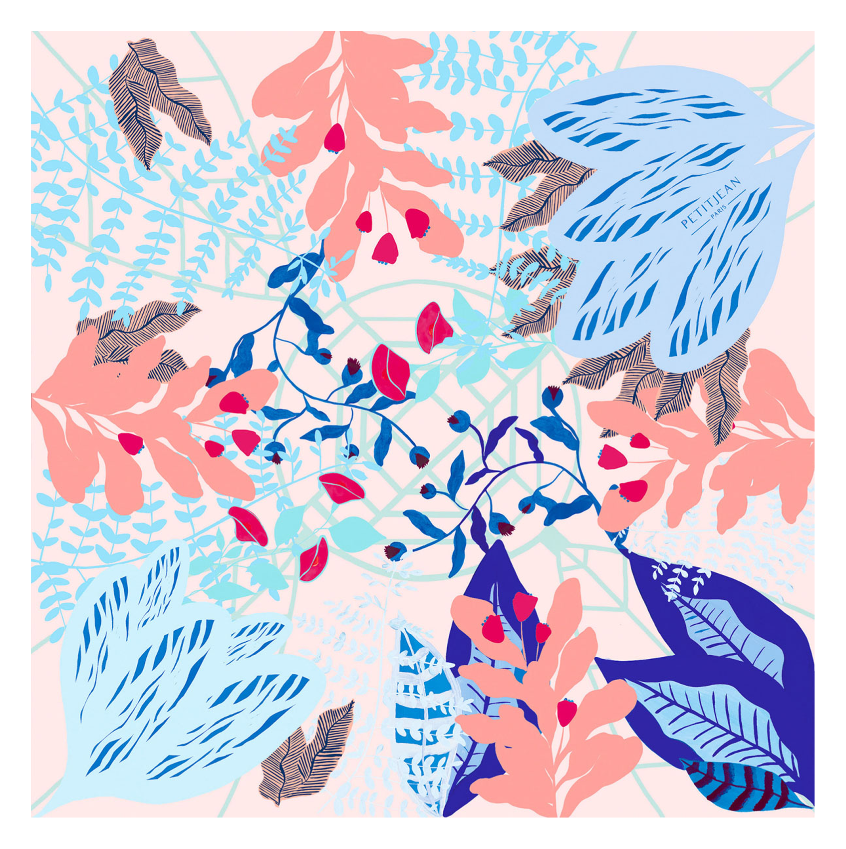 Aclaudie screen-printed silk scarf PETITJEAN PARIS Multicolored