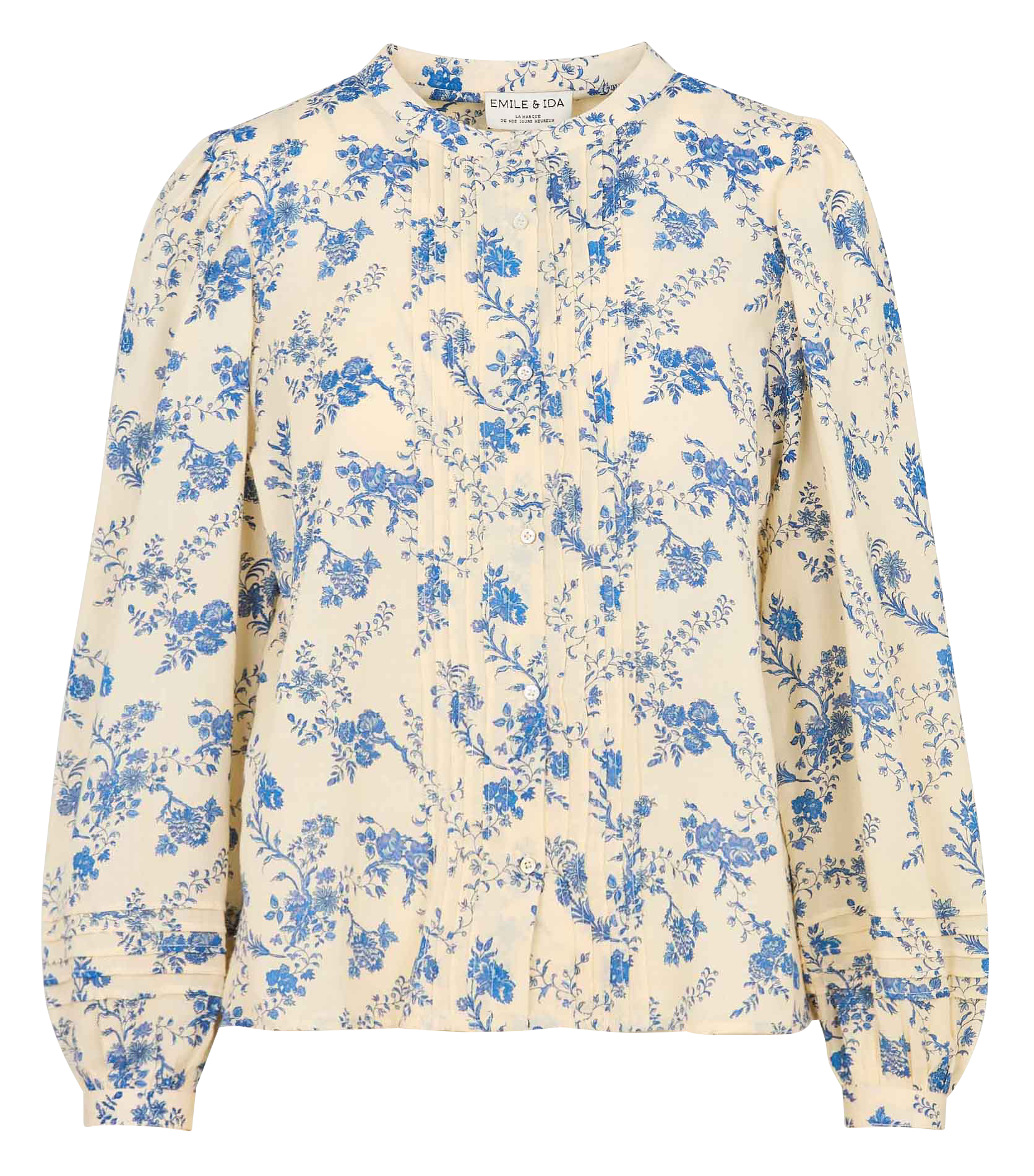 Baumwollbluse mit Rundhalsausschnitt EMILE ET IDA Blau