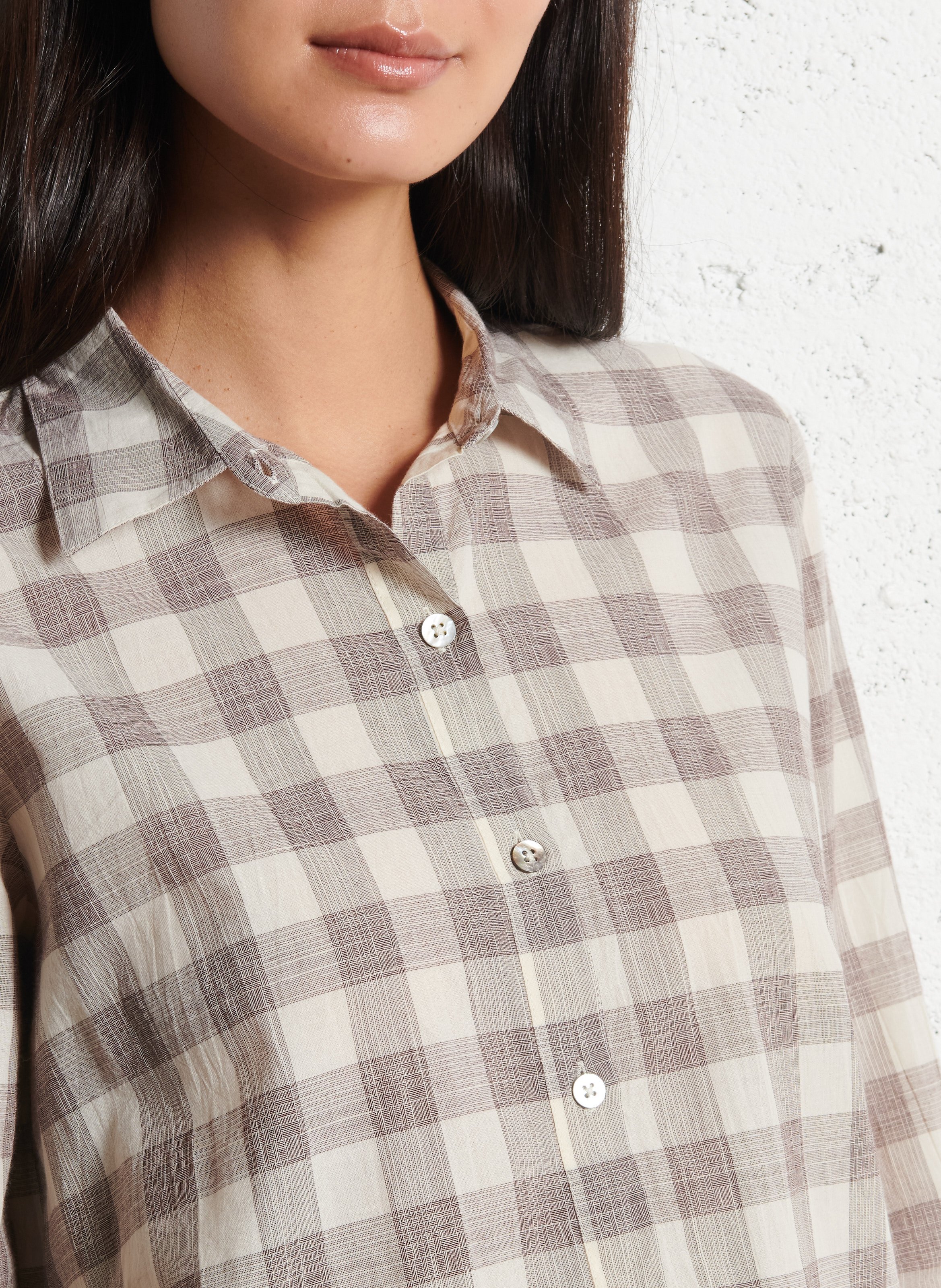 Chemise droite à carreaux en coton NICE THINGS Marron