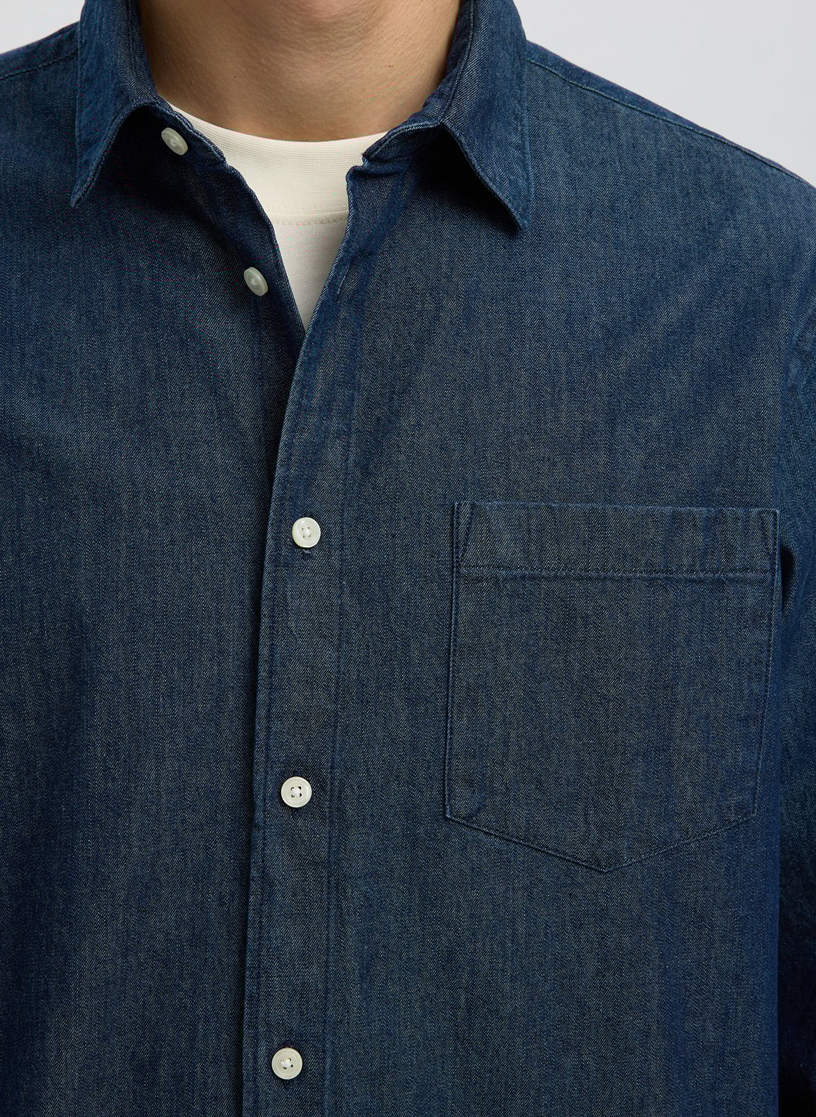 Chemise droite en coton bio SELECTED Bleu