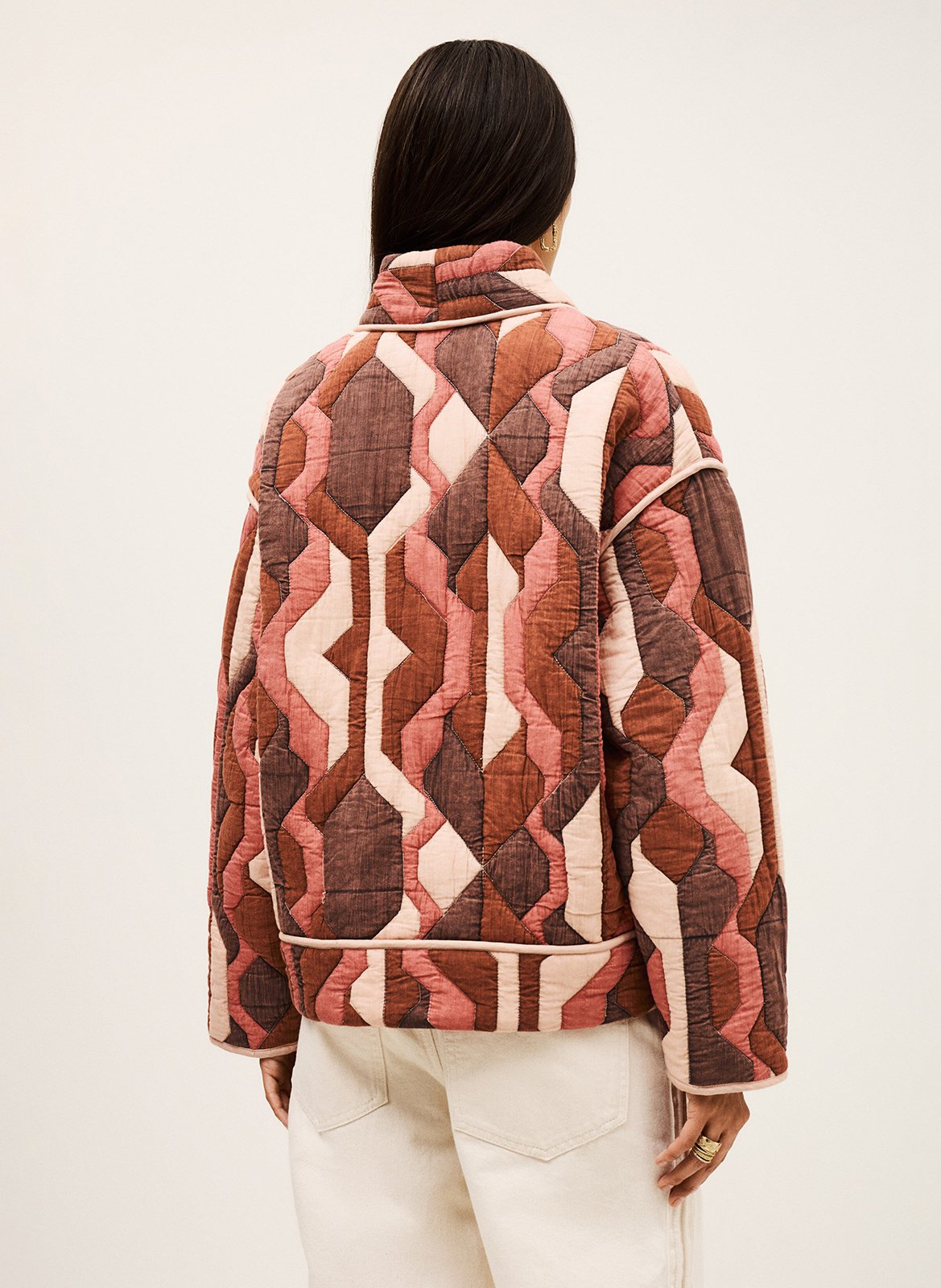 Gewatteerde jas met V-halsprint BA&SH Paars