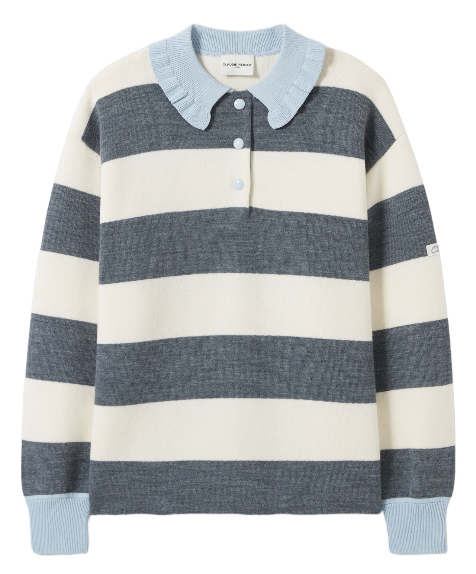 Pull col polo à rayures  CLAUDIE PIERLOT Gris