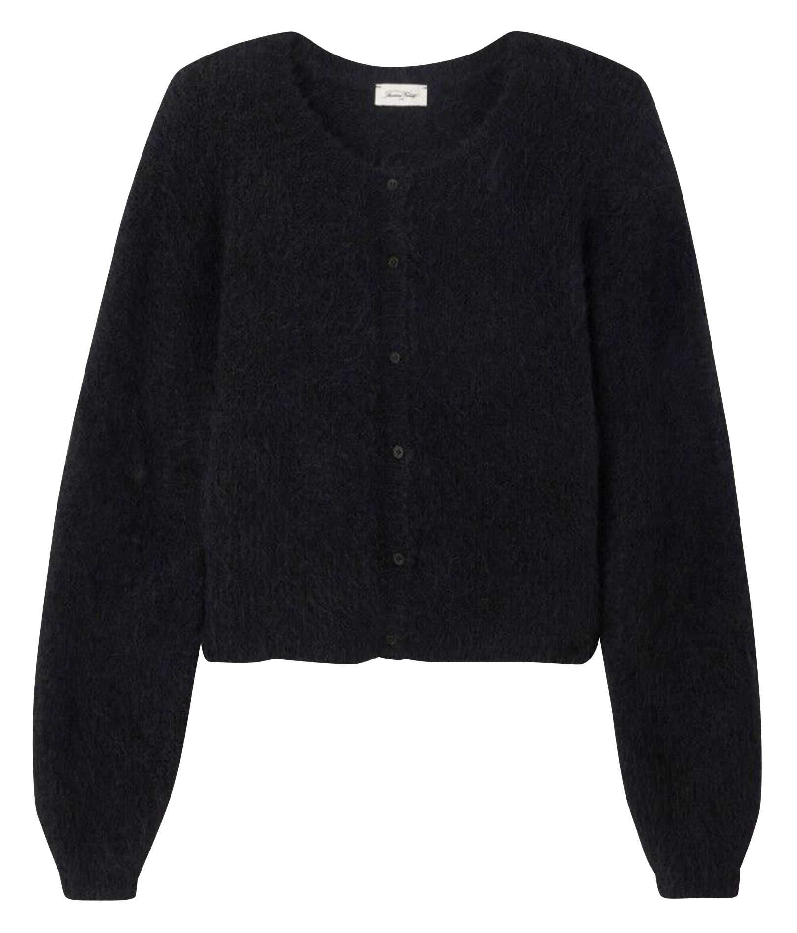 Straight round-neck wool-blend cardigan AMERICAN VINTAGE Black