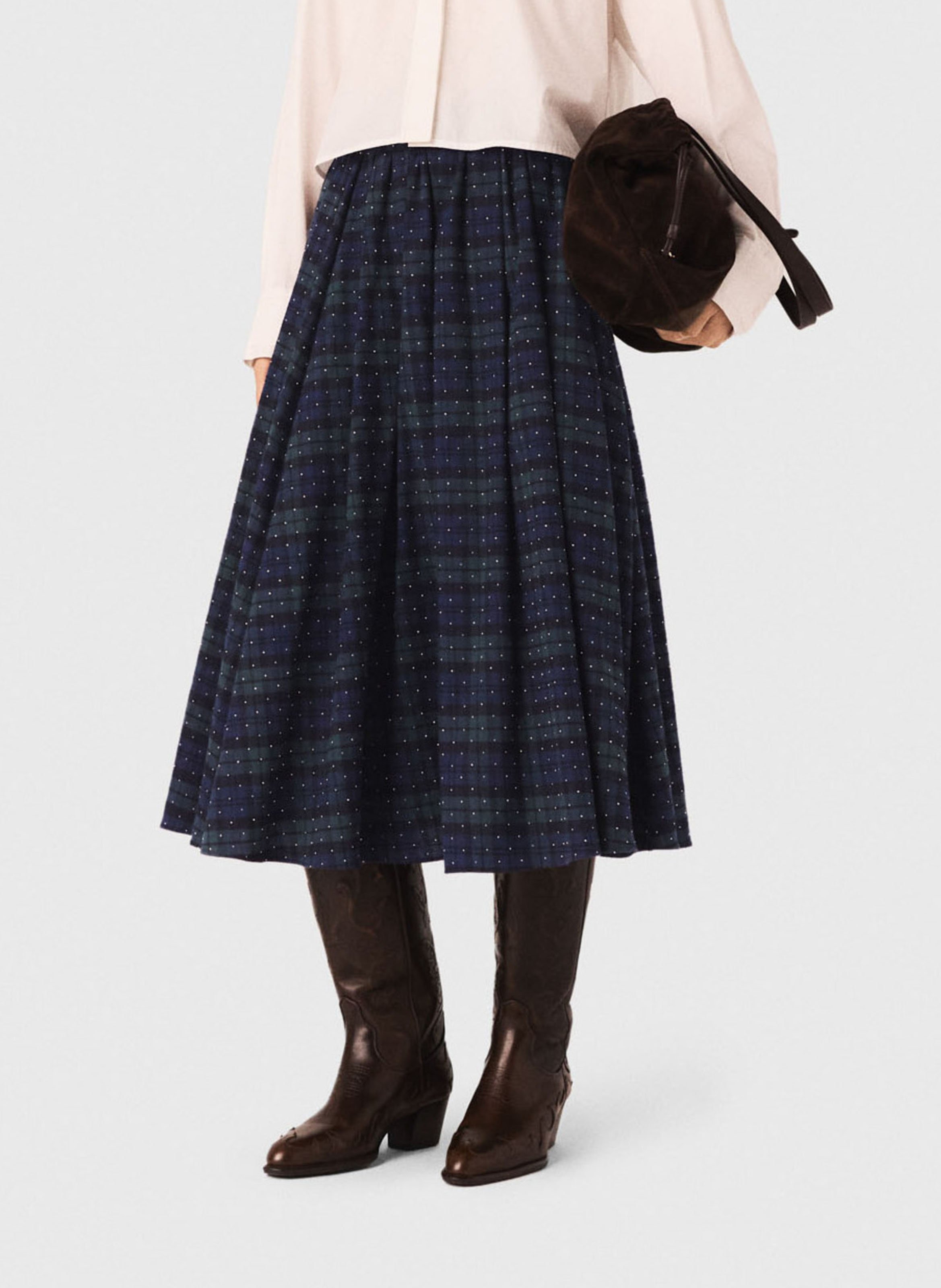 Halflange, katoenen rok MAJE Blauw