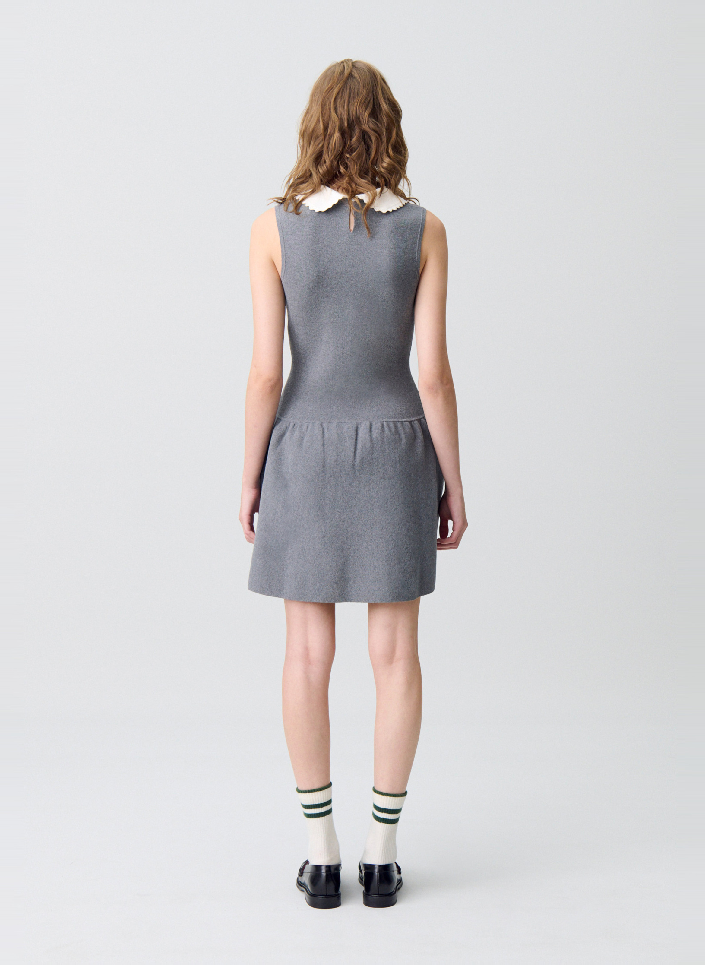 Robe midi col polo en coton mélangé CLAUDIE PIERLOT Gris