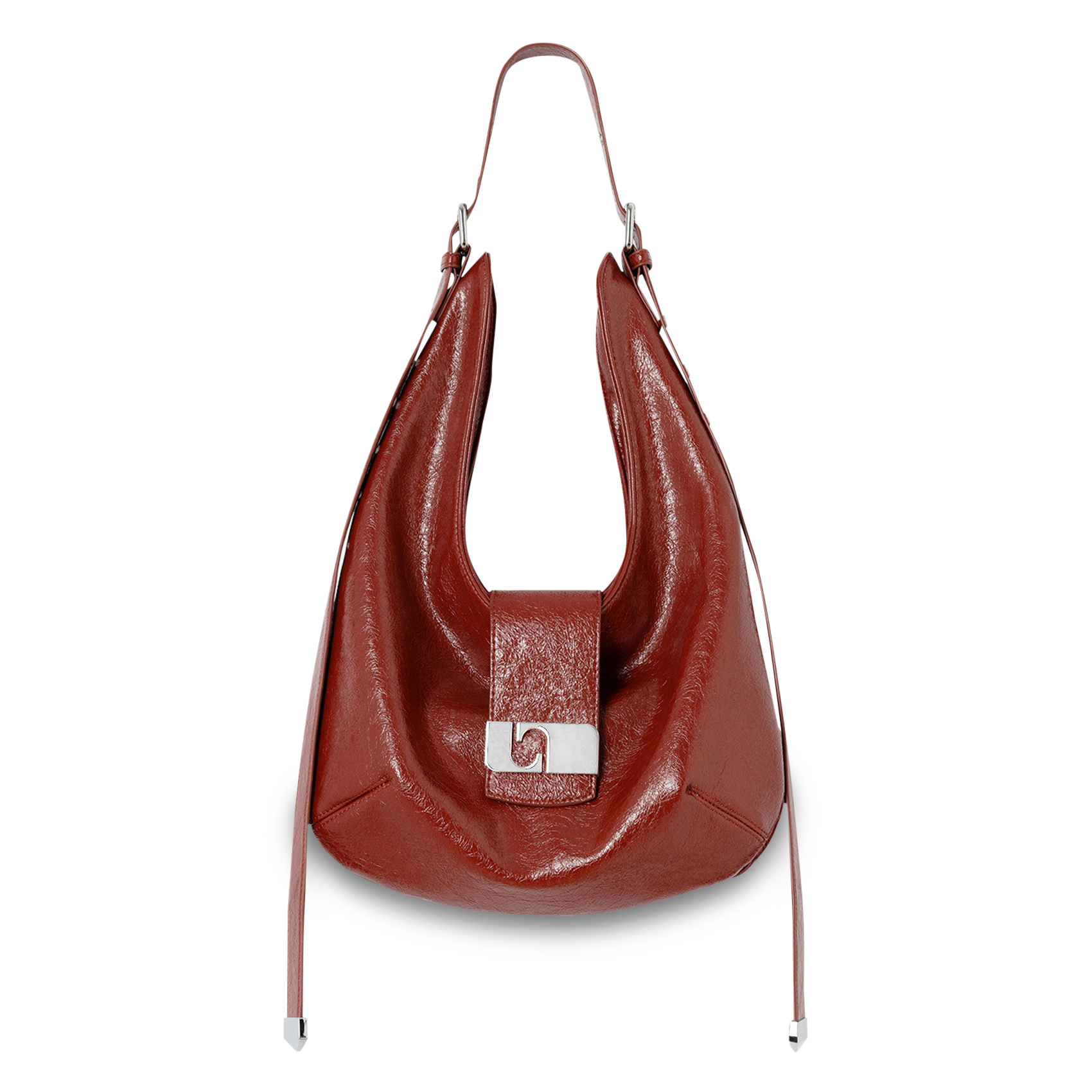 Soft half-moon bag with distressed leather effect LAAGAM Red