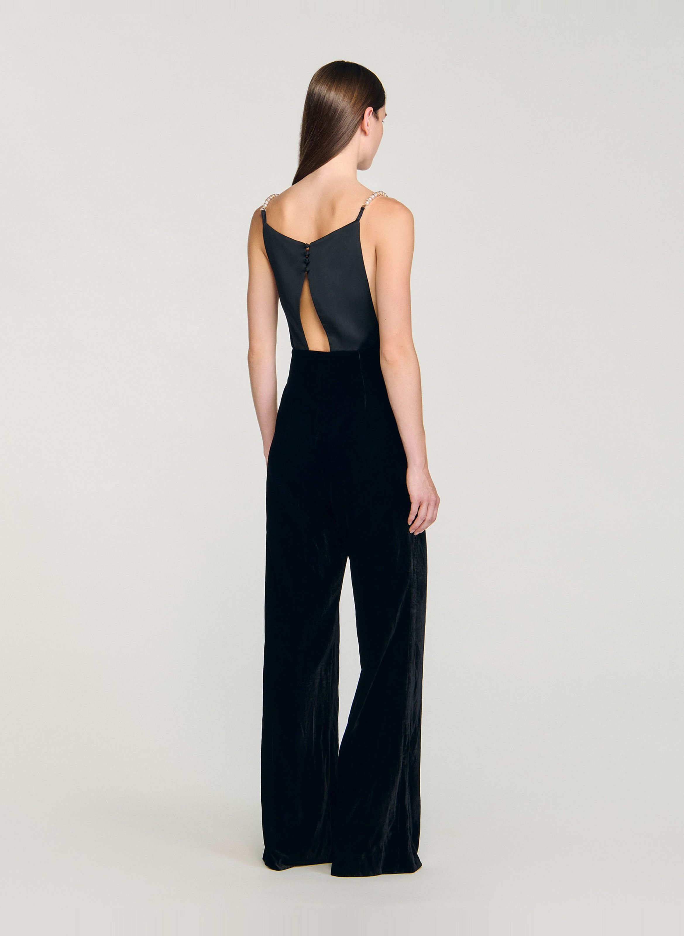 Combinaison col carré effet velours SANDRO Noir