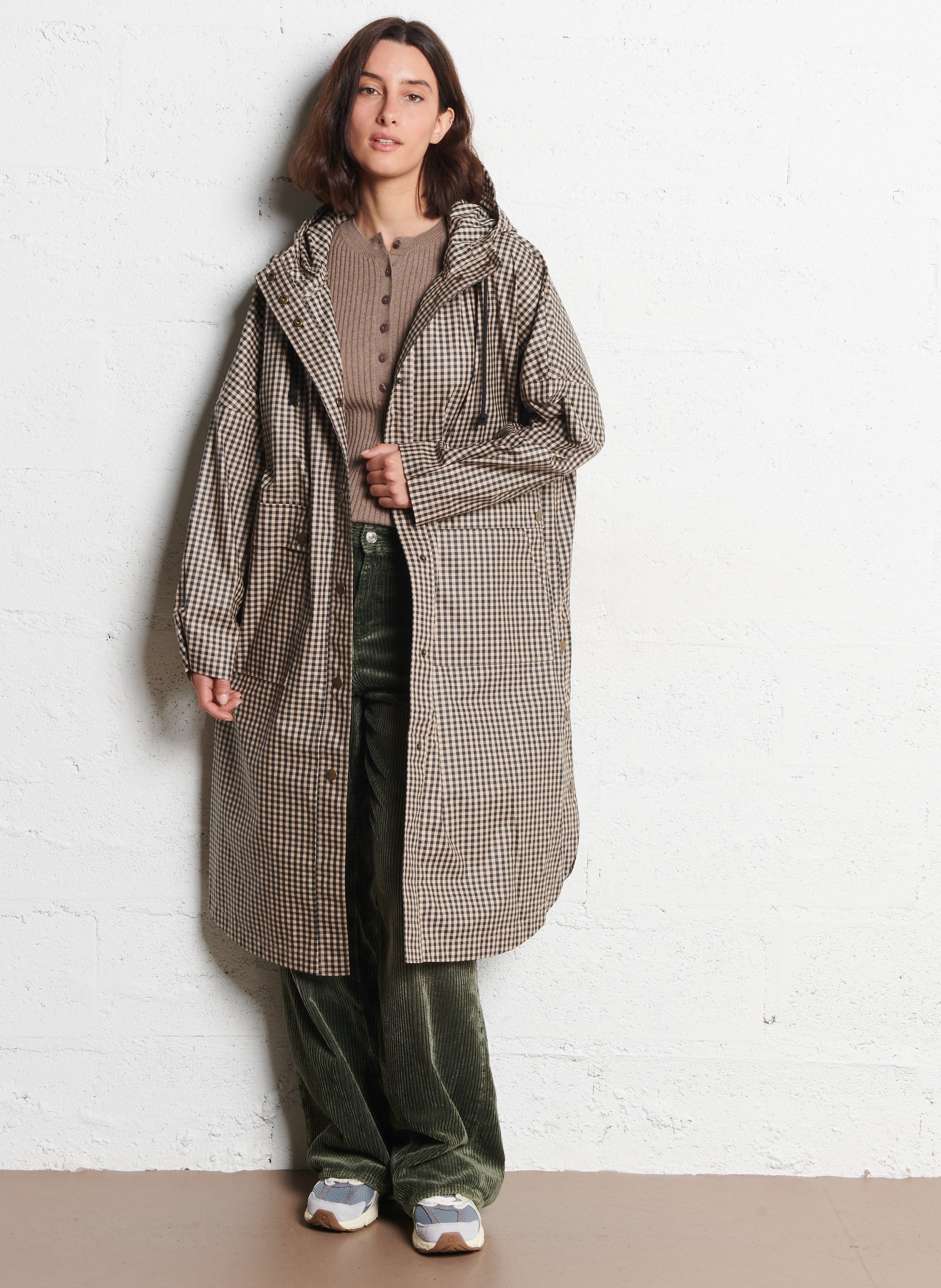 Lange wijde bedrukte jas LEON & HARPER Beige