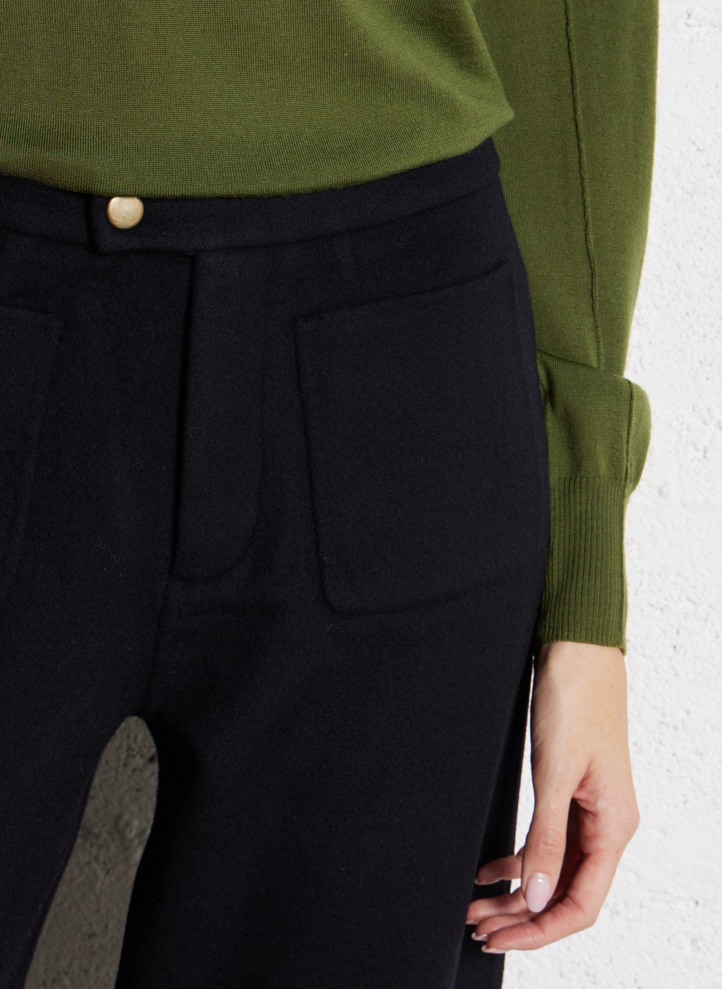 Pantalon droit en laine mélangée SOEUR Bleu