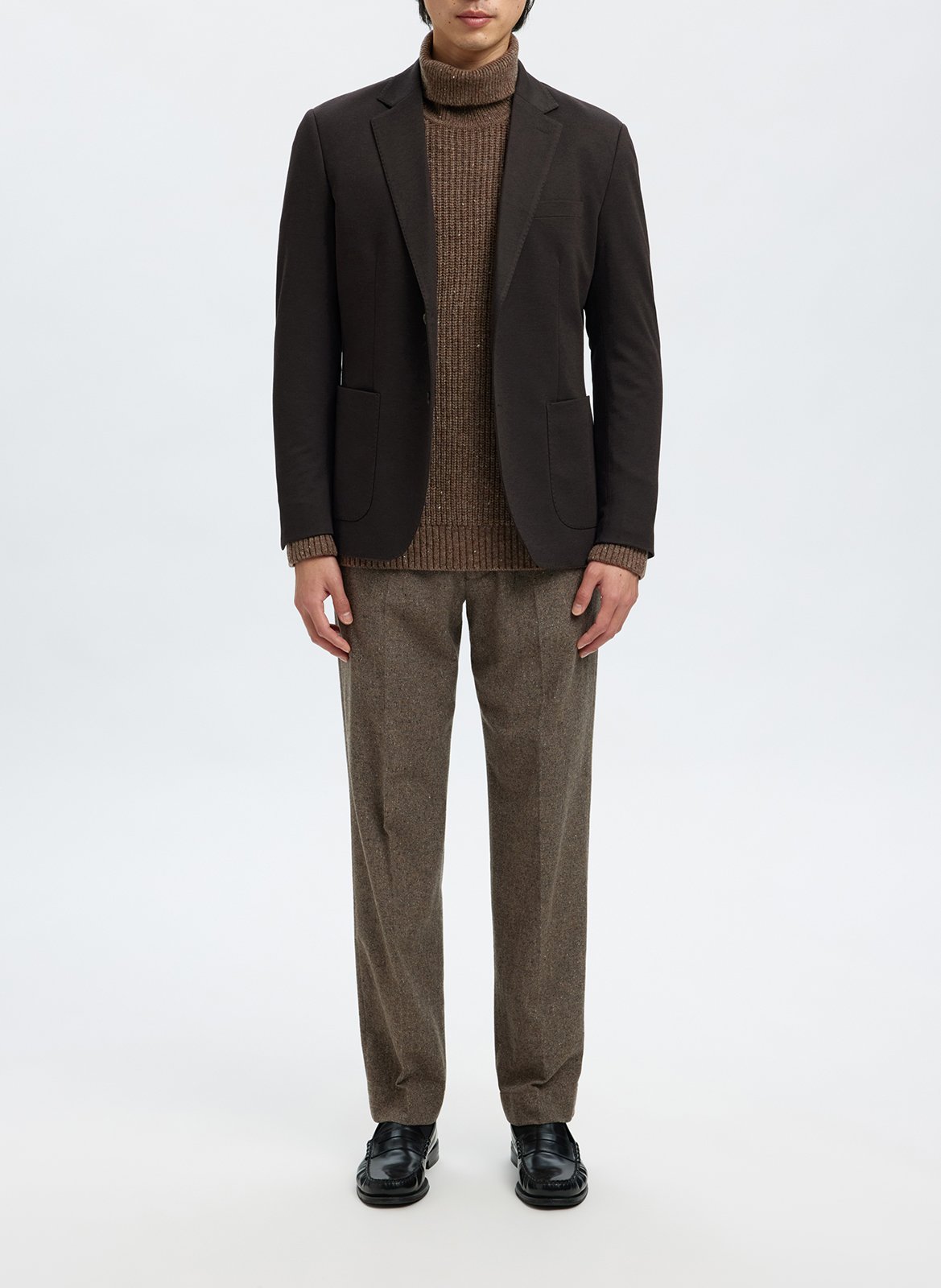 Pull col roulé en laine mélangée SELECTED Marron