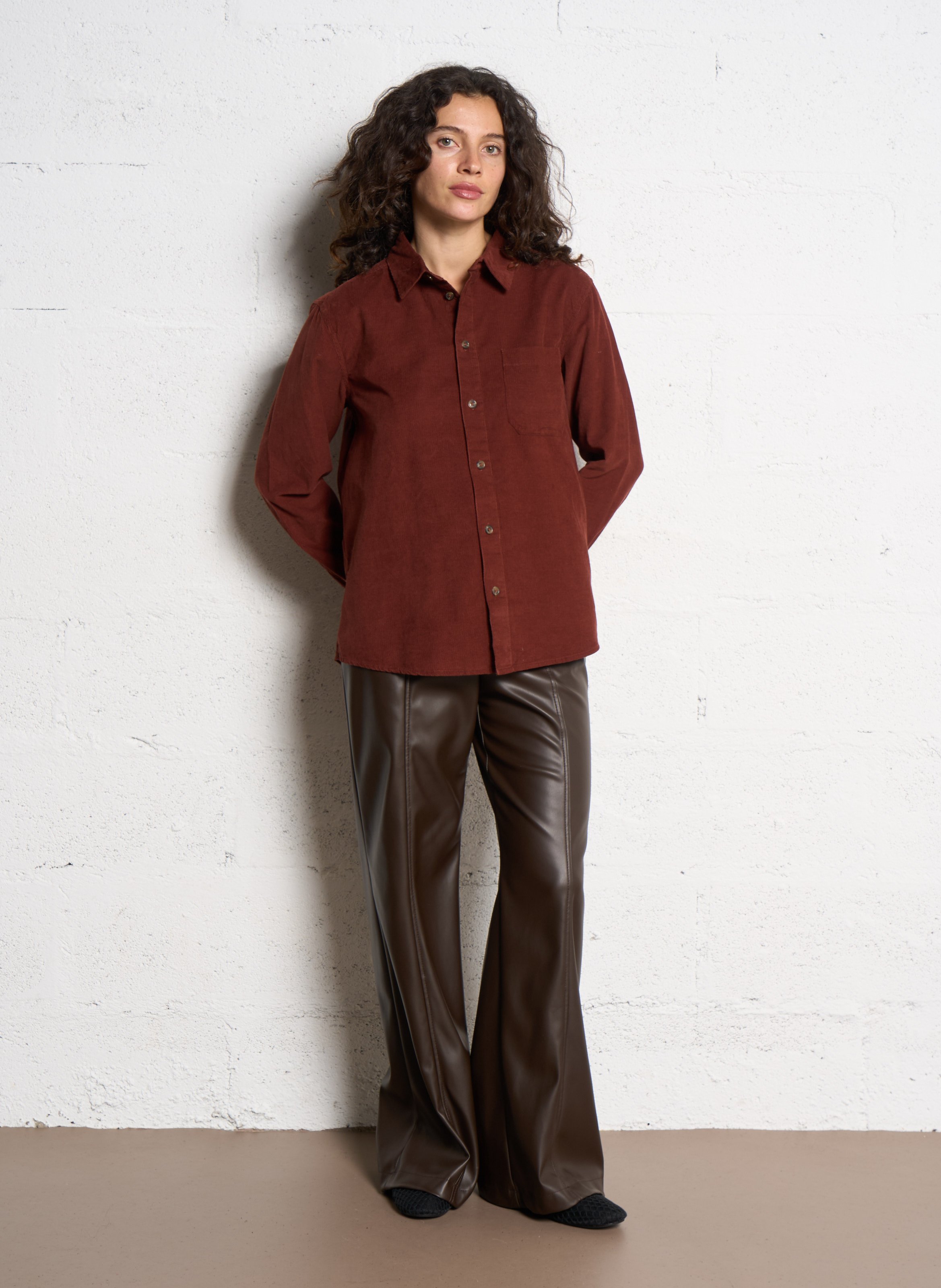 Straight-fit overhemd van corduroy MAISON 123 Rood