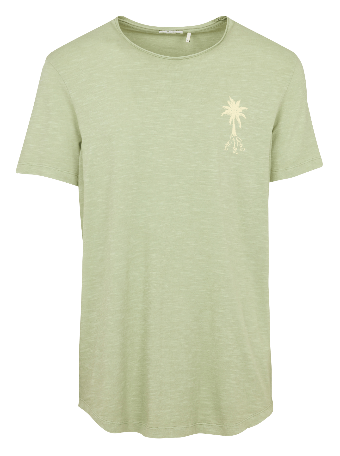 Recht, katoenen T-shirt met ronde hals en zeefdruk IKKS Groen