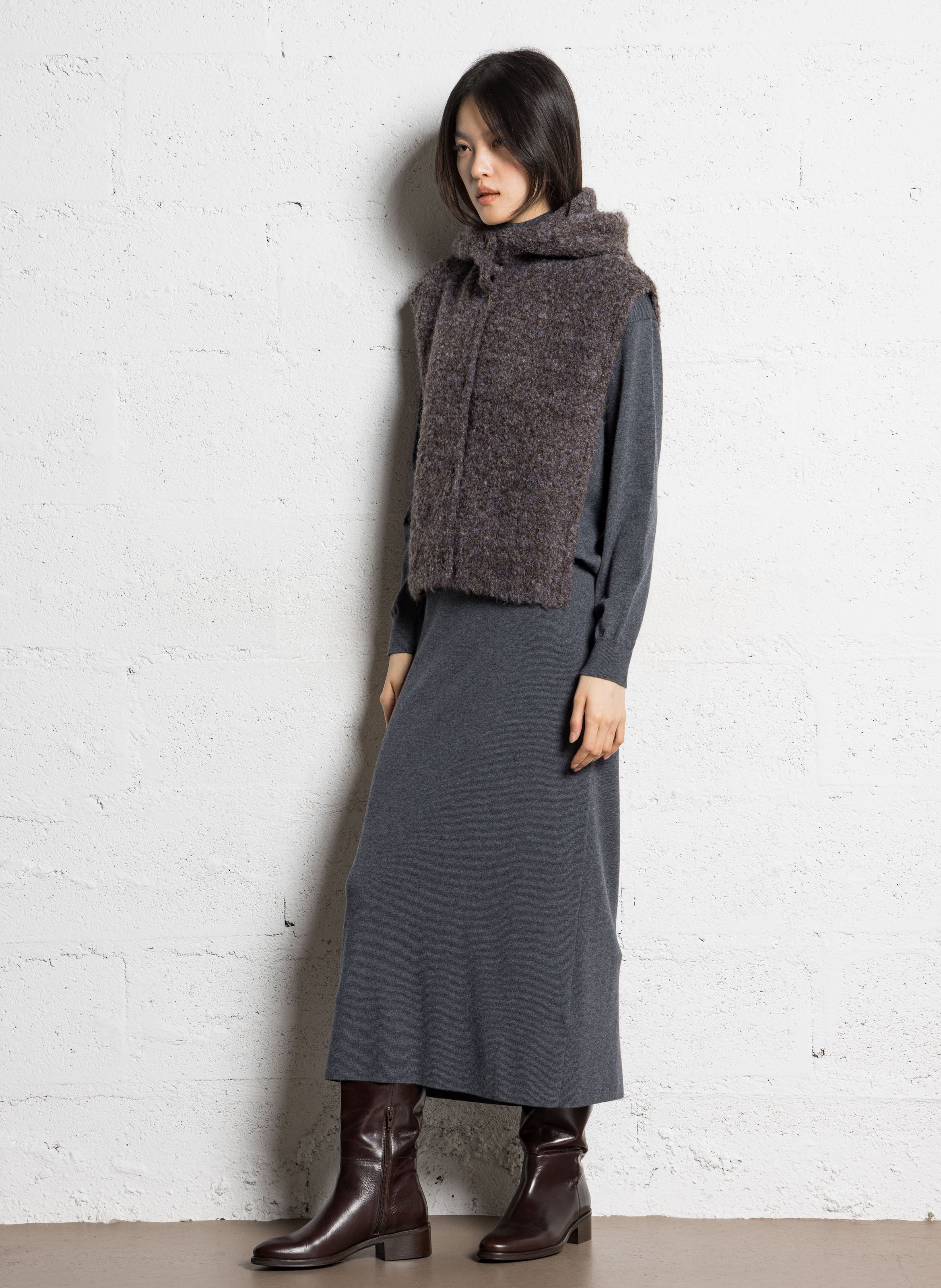 Roll neck knit sweater Grey