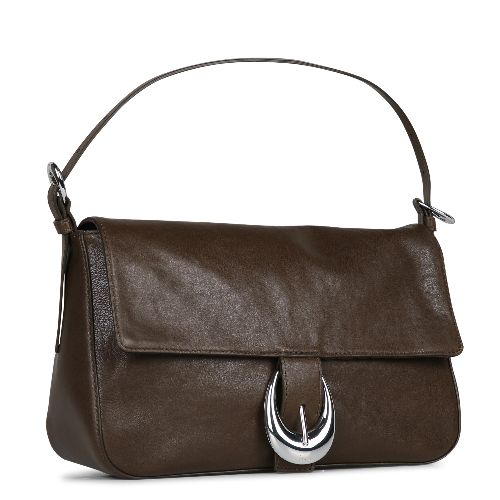 Sac épaule à rabat en cuir STAUD Marron