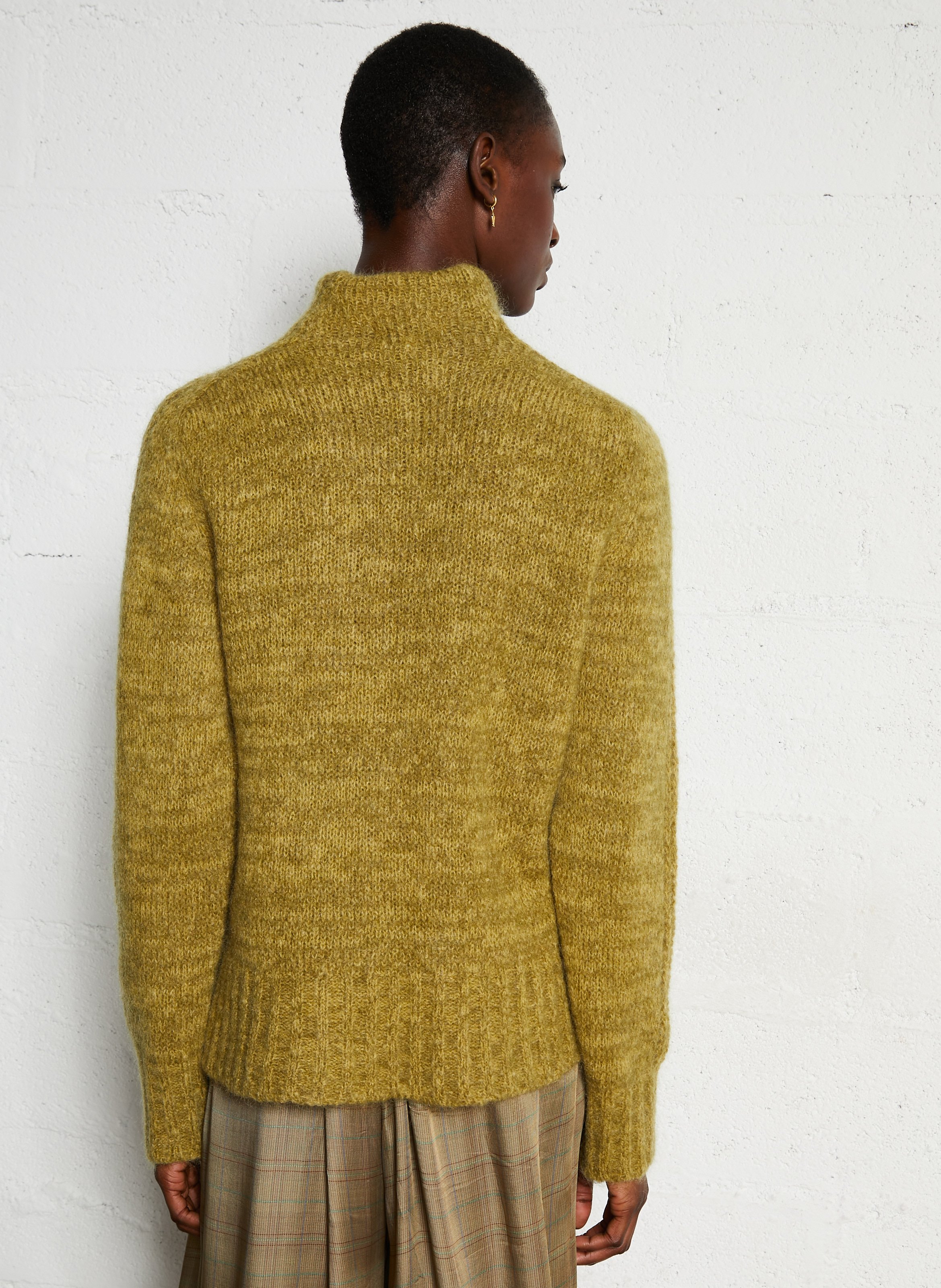 Pull droit col montant en laine mélangée MAISON ANJE Kaki