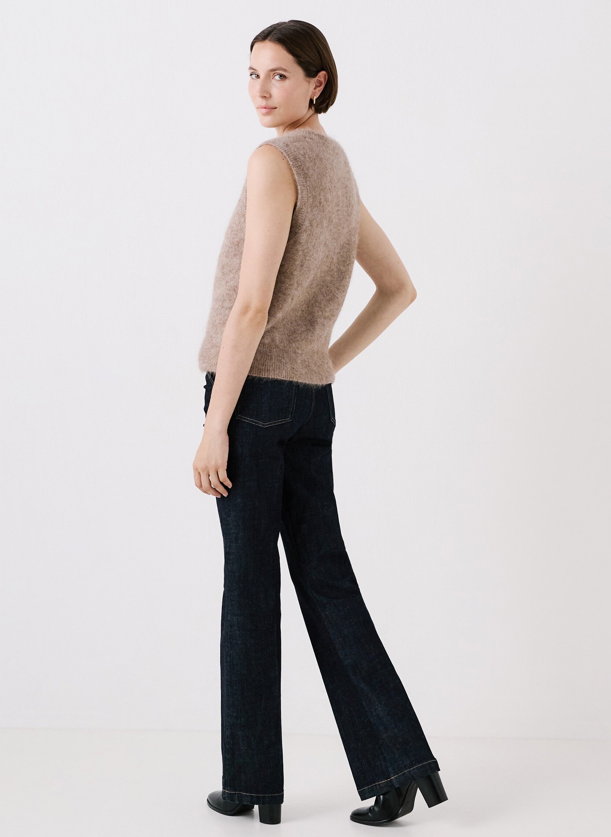 Pull col rond en laine mélangée CAROLL Marron