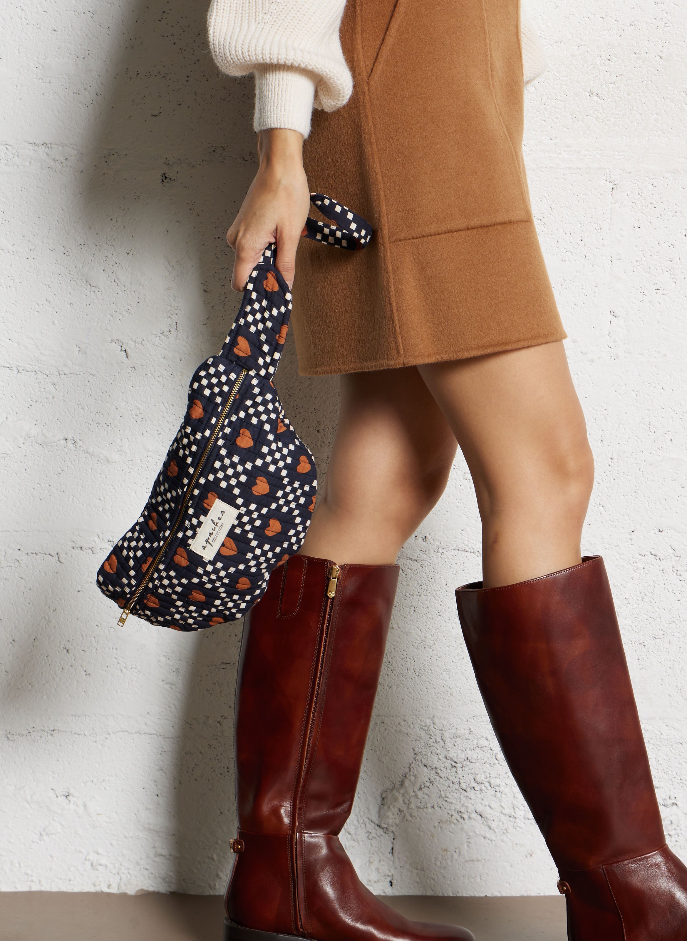 Printed cotton waist bag APACHES COLLECTIONS Black