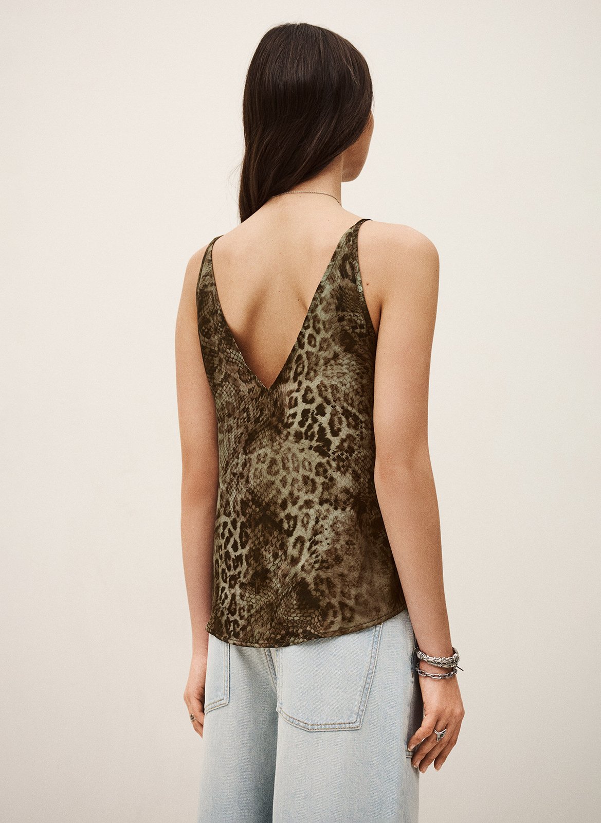 Top droit col rond imprimé BA&SH Kaki