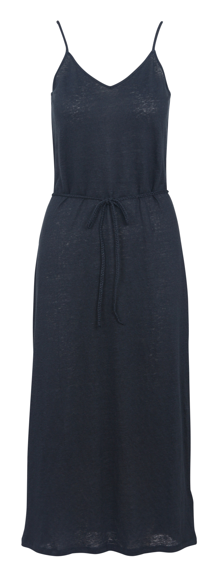 Robe longue bretelles col v en lin mélangé MAJESTIC FILATURES Bleu