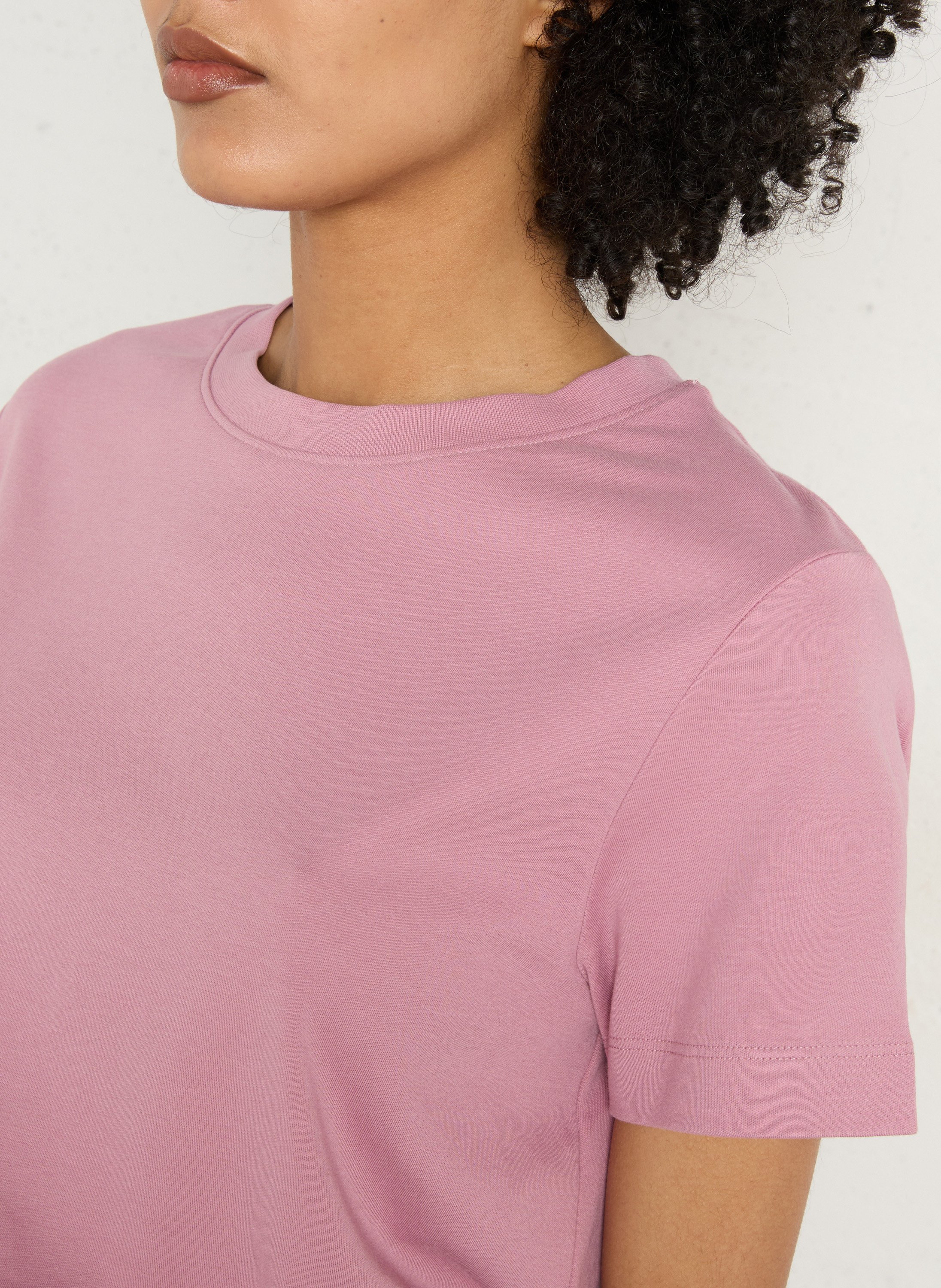tee-shirt droit col rond en coton MAISON 123 Rose