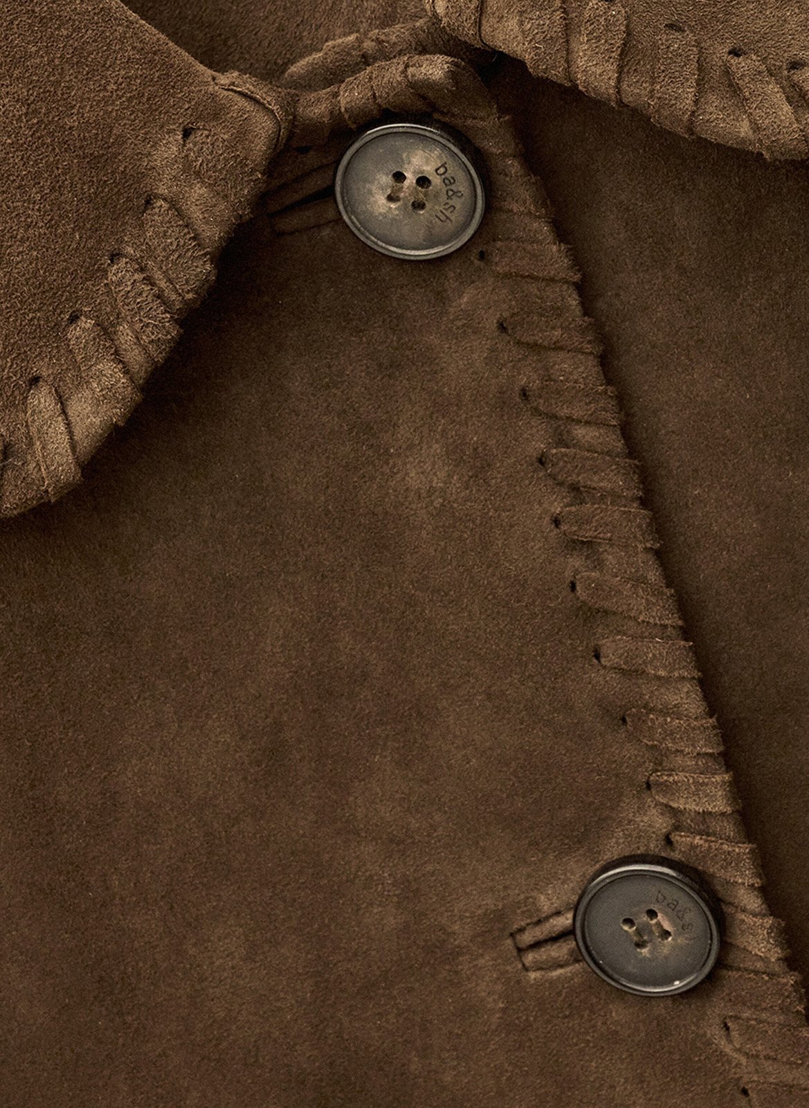 Manteau col classique en cuir BA&SH Marron