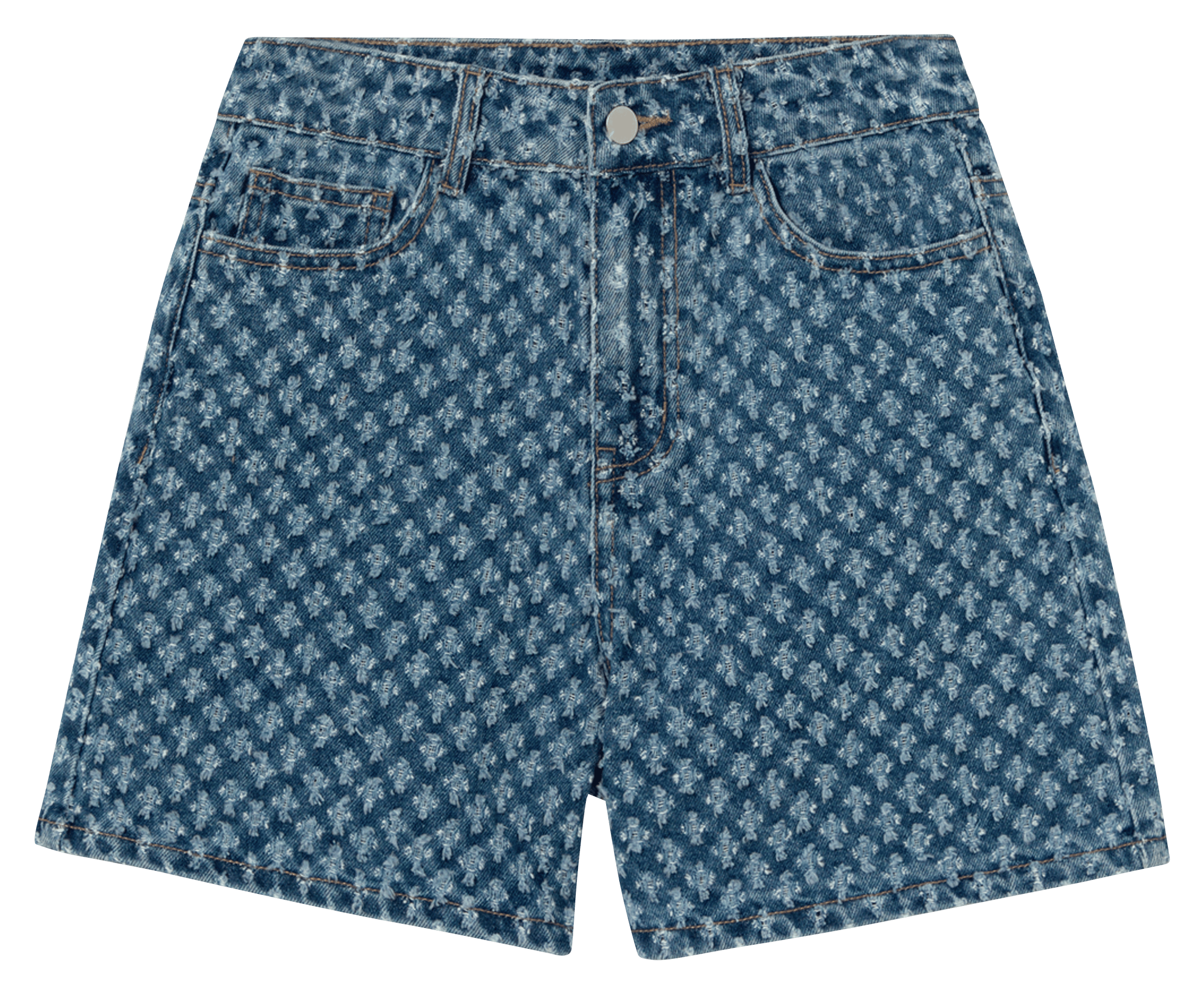 Gerade geschnittene Baumwollshorts THE TINY BIG SISTER Blau