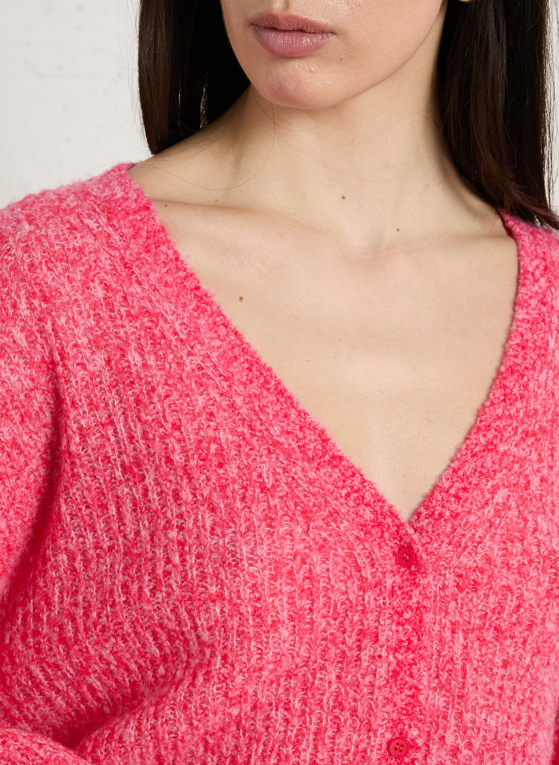 Gerade geschnittene Wollmix-Jacke mit V-Ausschnitt AMERICAN VINTAGE Rot