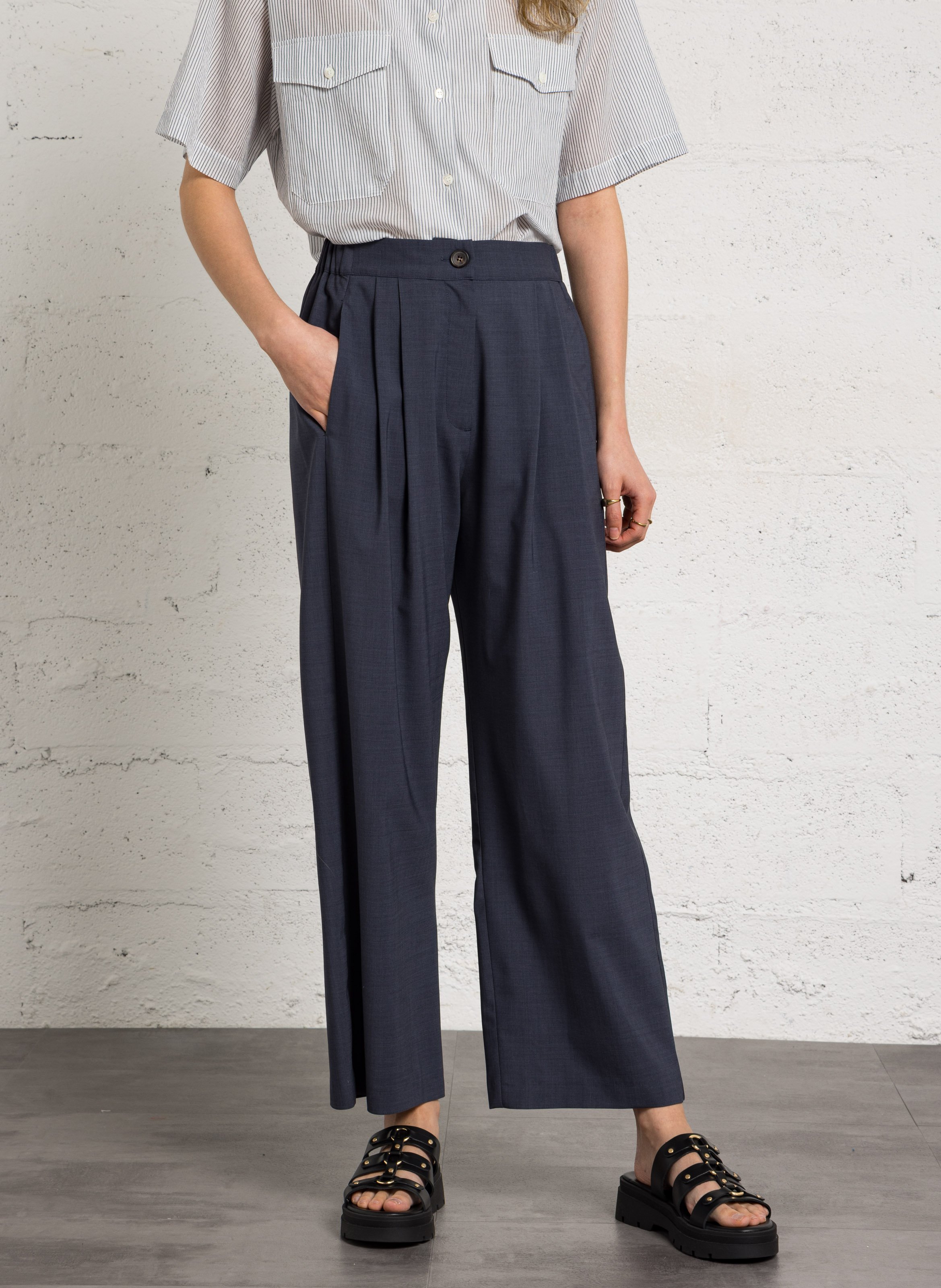 Declic wool-blend loose-fit trousers MASSCOB Blue