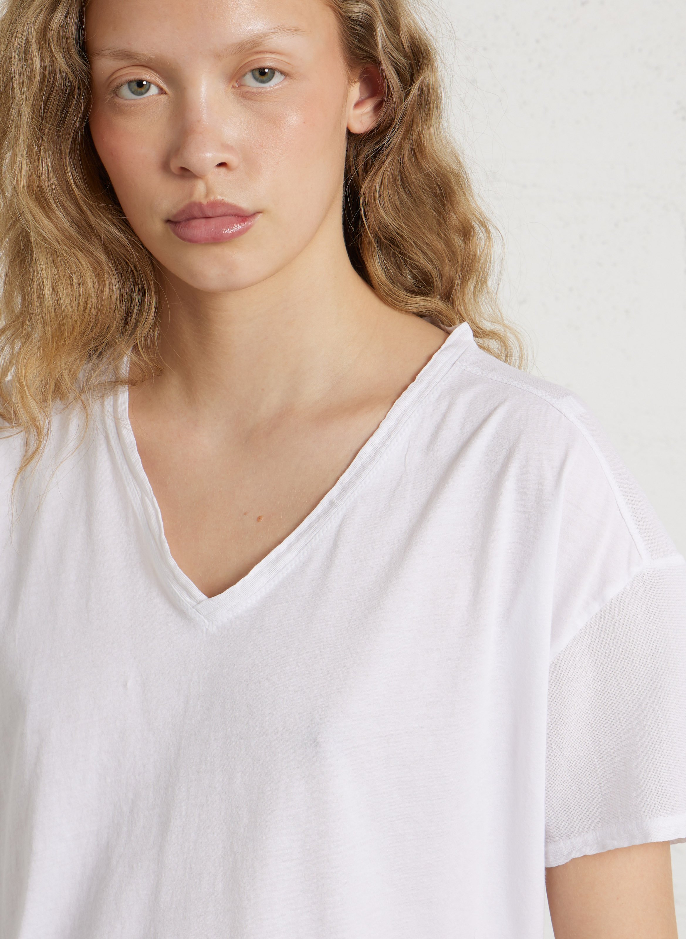 Baumwoll-T-Shirt mit U-Boot-Ausschnitt BELLA JONES Weiss