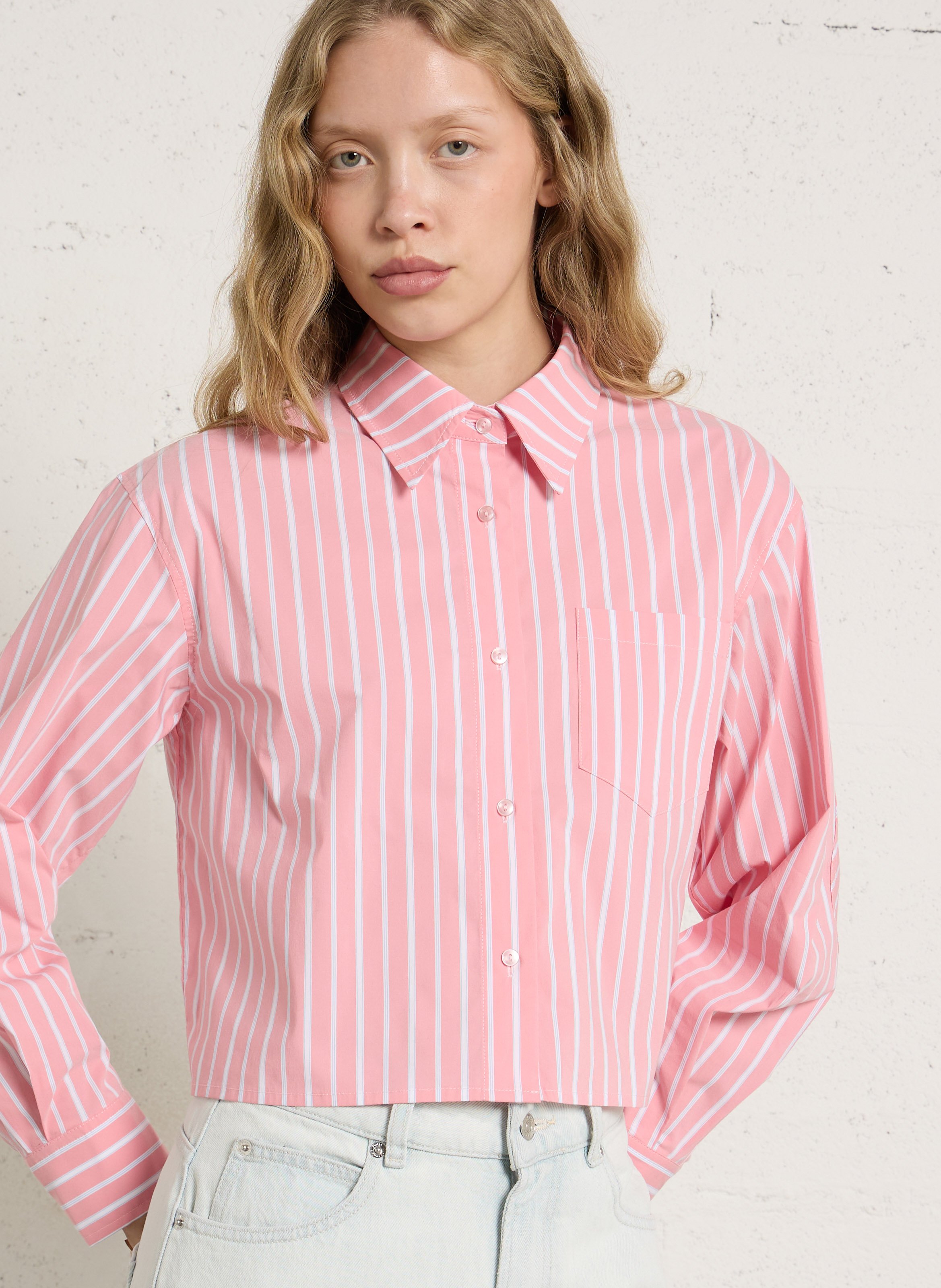 Bluse aus Baumwoll-Mix mit klassischem Kragen BERENICE Orange