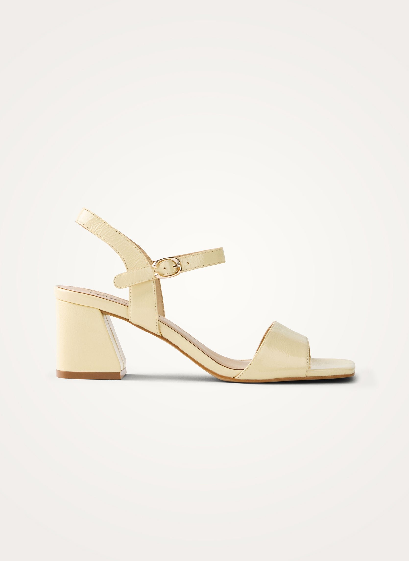 Leather metallic effect sandals with heel and strap VANESSA WU Yellow