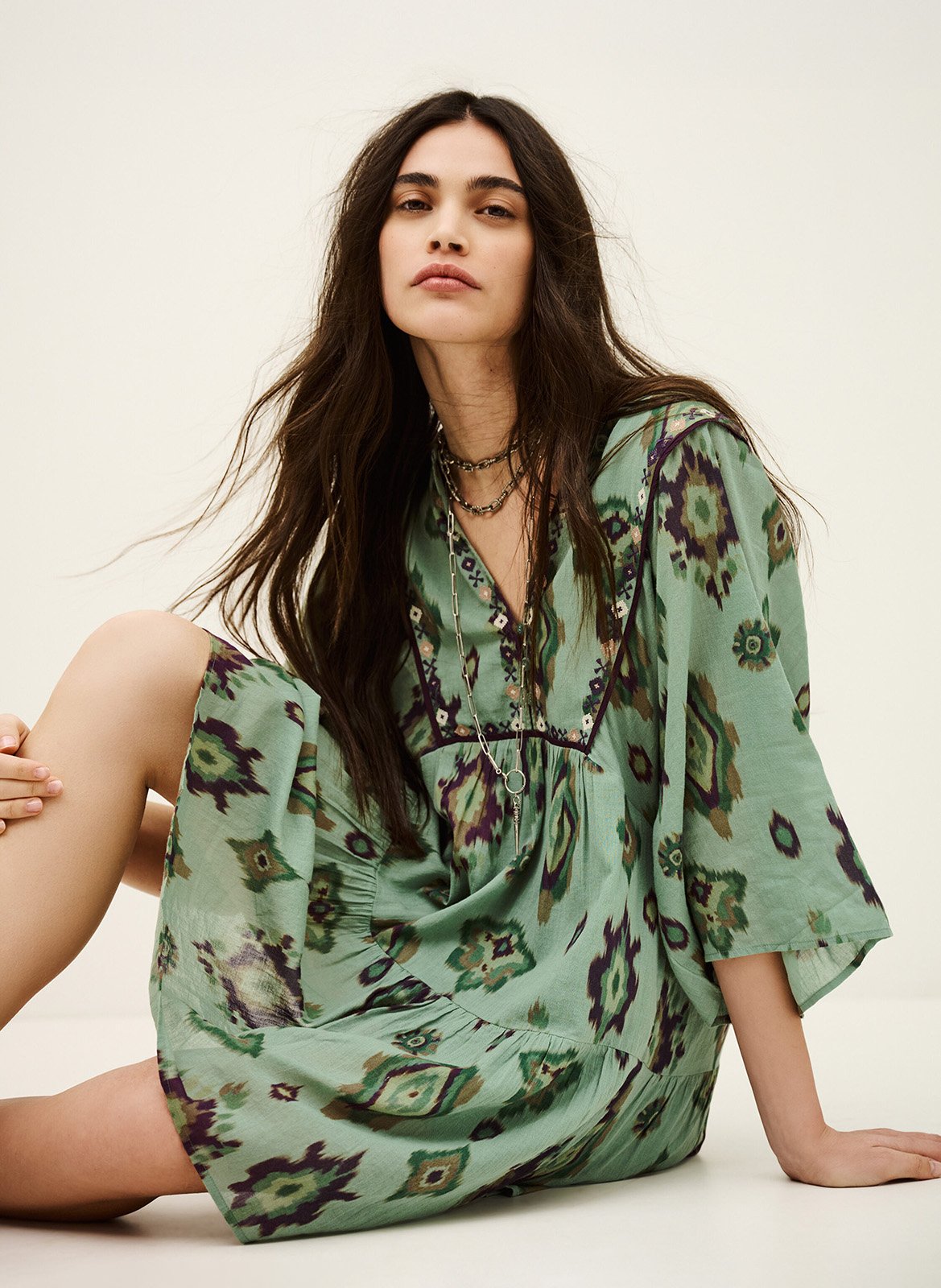 Korte jurk met kraag BA&SH Groen