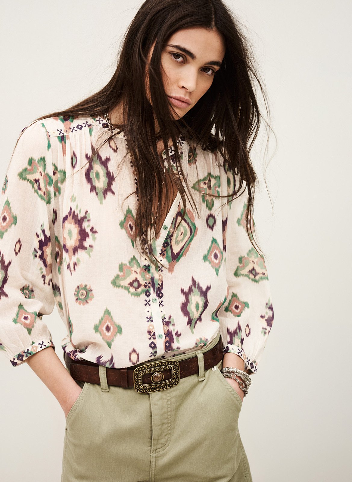 Blouse met klassieke kraag BA&SH Beige