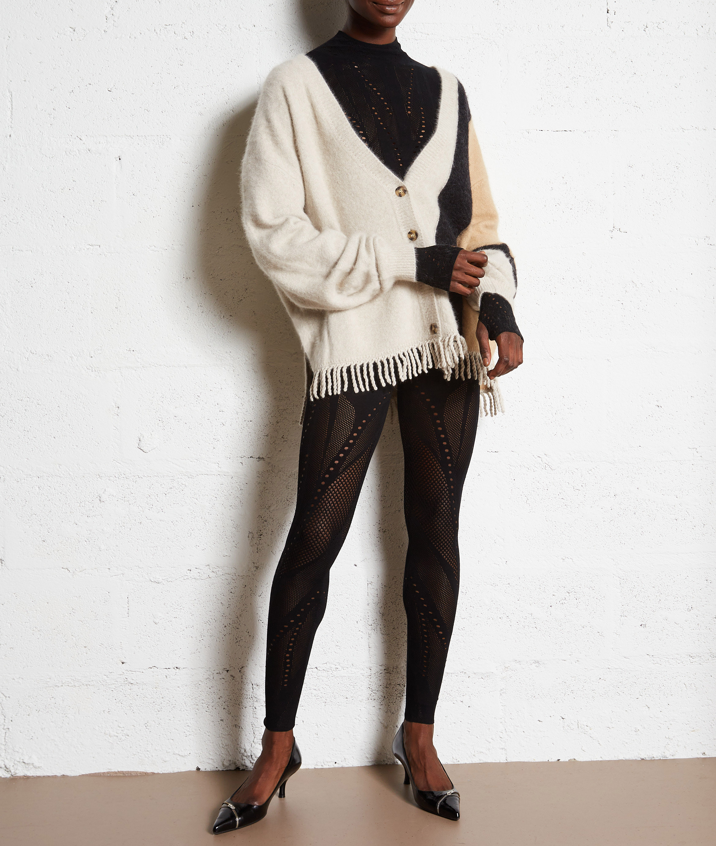 Legging en maille ajourée MES DEMOISELLES Noir